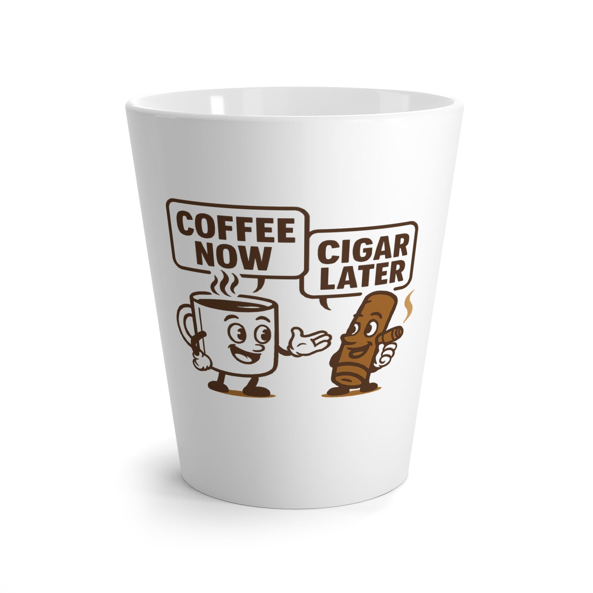 Funny coffee mug with humorous design, cozy latte cup for coffee lovers.