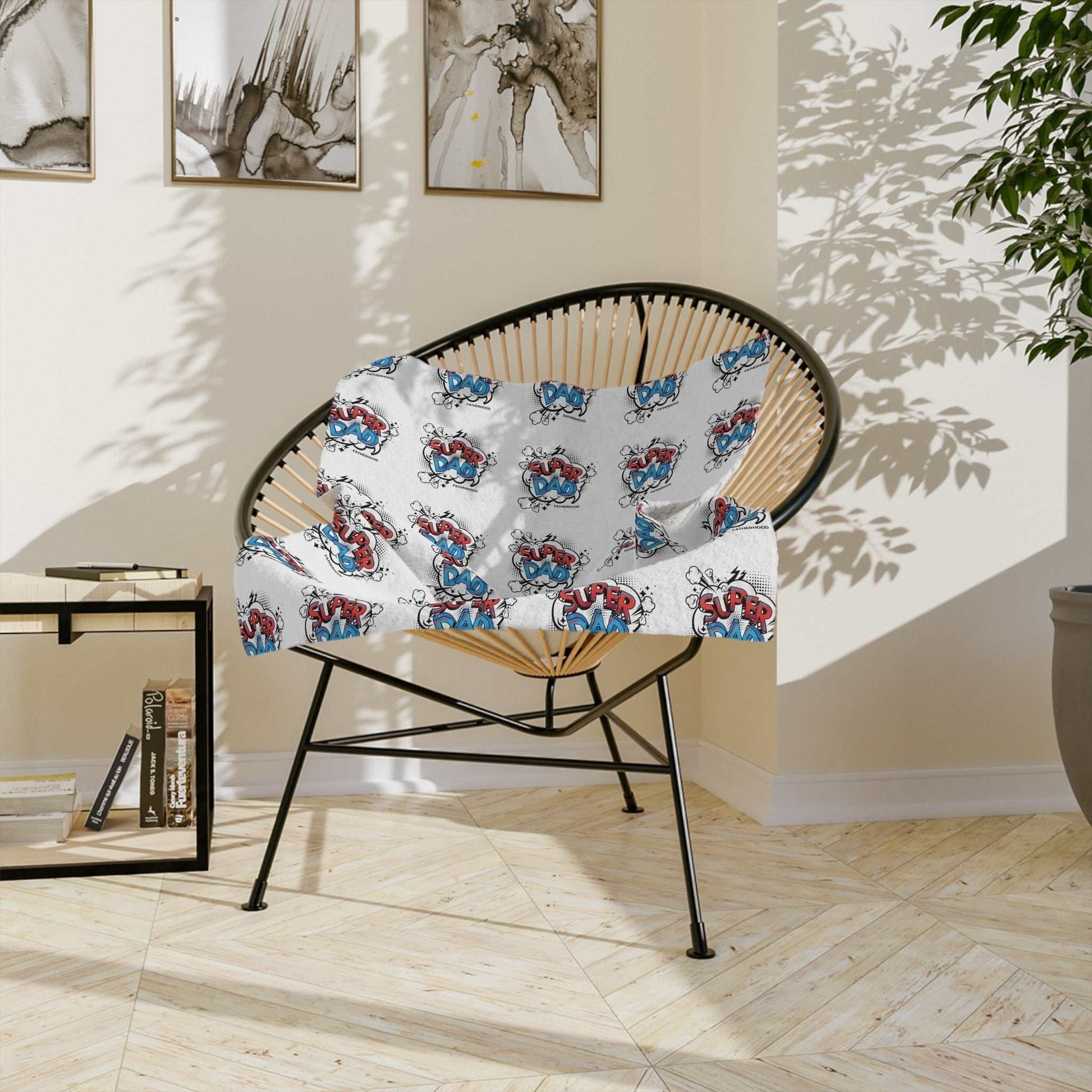 Velveteen blanket draped over a chair, enhancing home decor with vibrant colors.