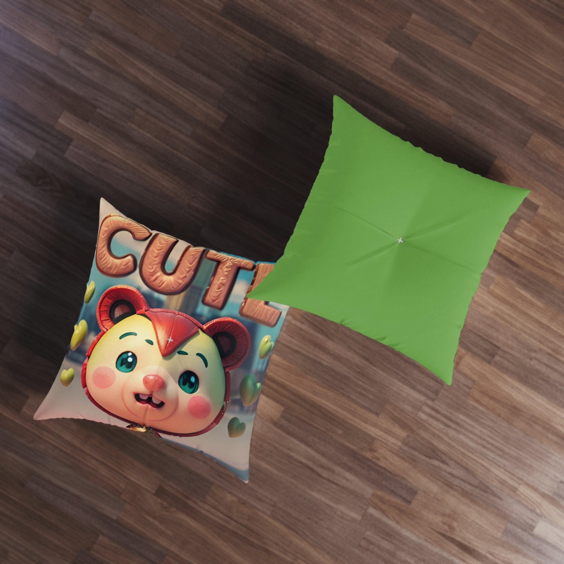 “Cute Aww BB Bear - Tufted Floor Pillow“