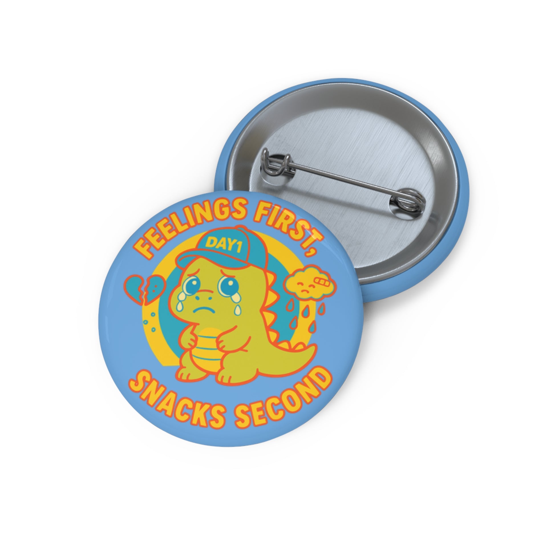 “Weepy Rex Custom Pin Button - Cute Crying Dinosaur Enamel Pin”