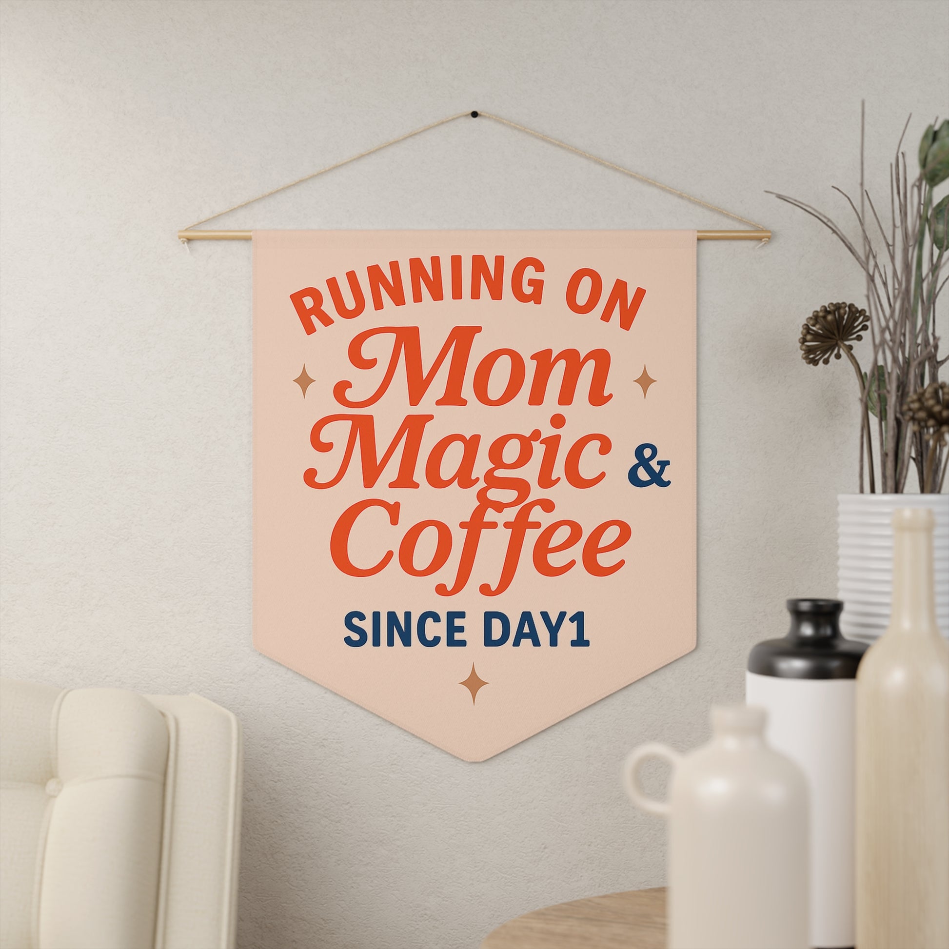 Wall Banner for Moms, Cozy Home Decor, Gift for New Moms, Coffee Lovers, Mother's Day Decoration, Unique Nursery Wall Art