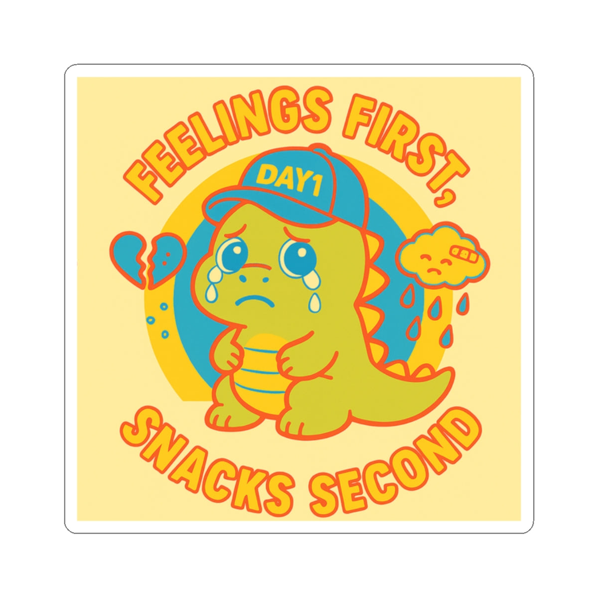 “Weepy Rex Emotional Dinosaur Kiss-Cut Stickers”