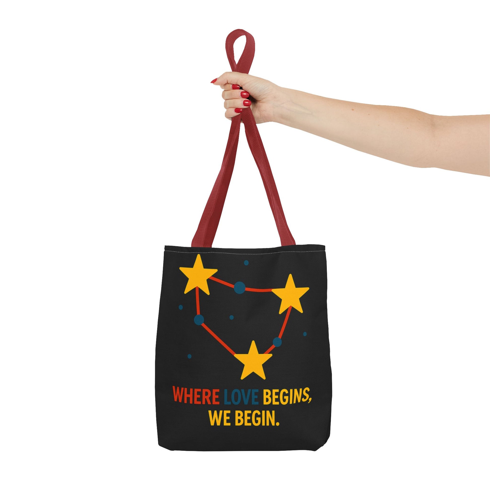 Cosmic Constellation Tote Bag - “Where Love Begins, We Begin” - Celestial Space Theme