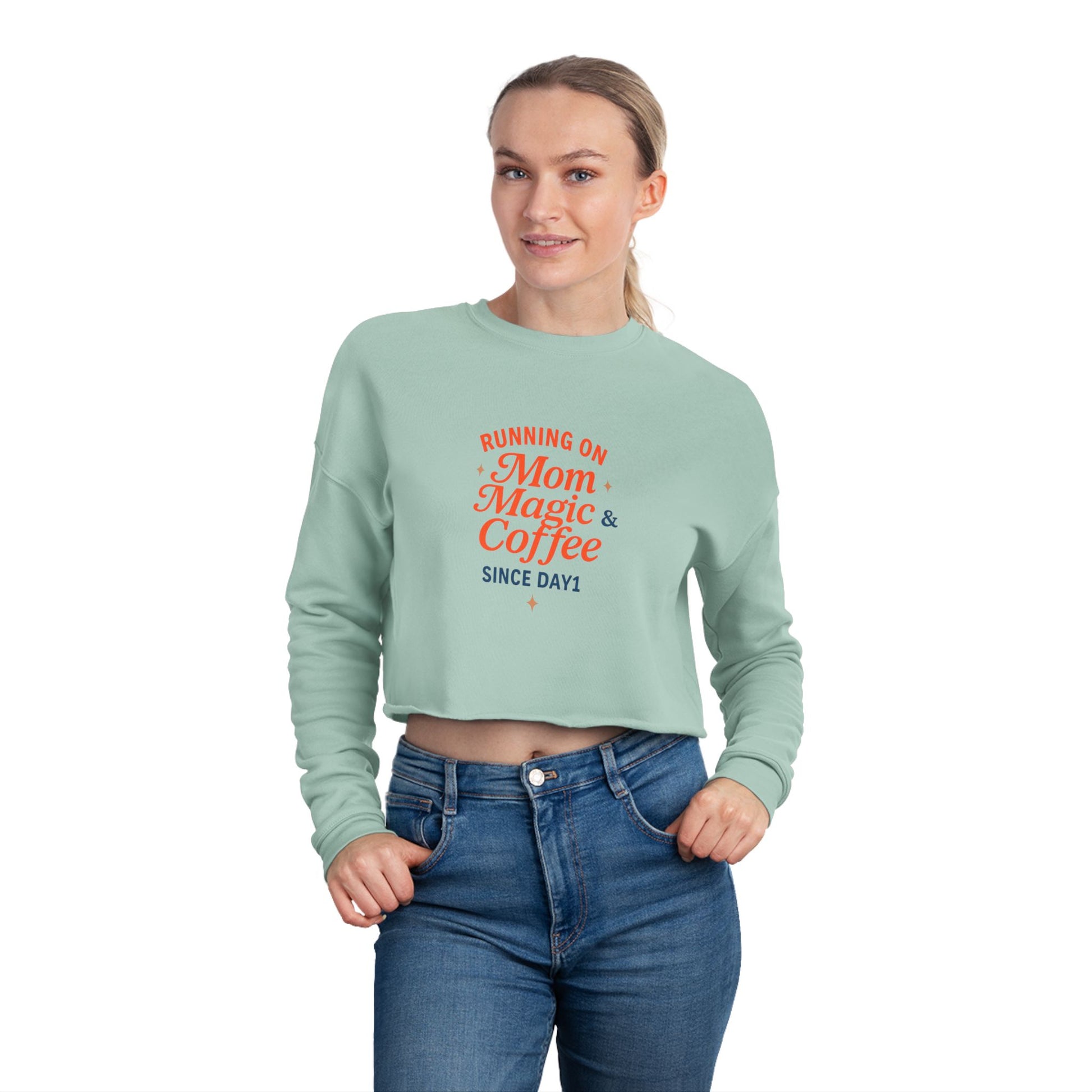 “Mom Magic Coffee Cropped Sweatshirt - Soft & Stylish”