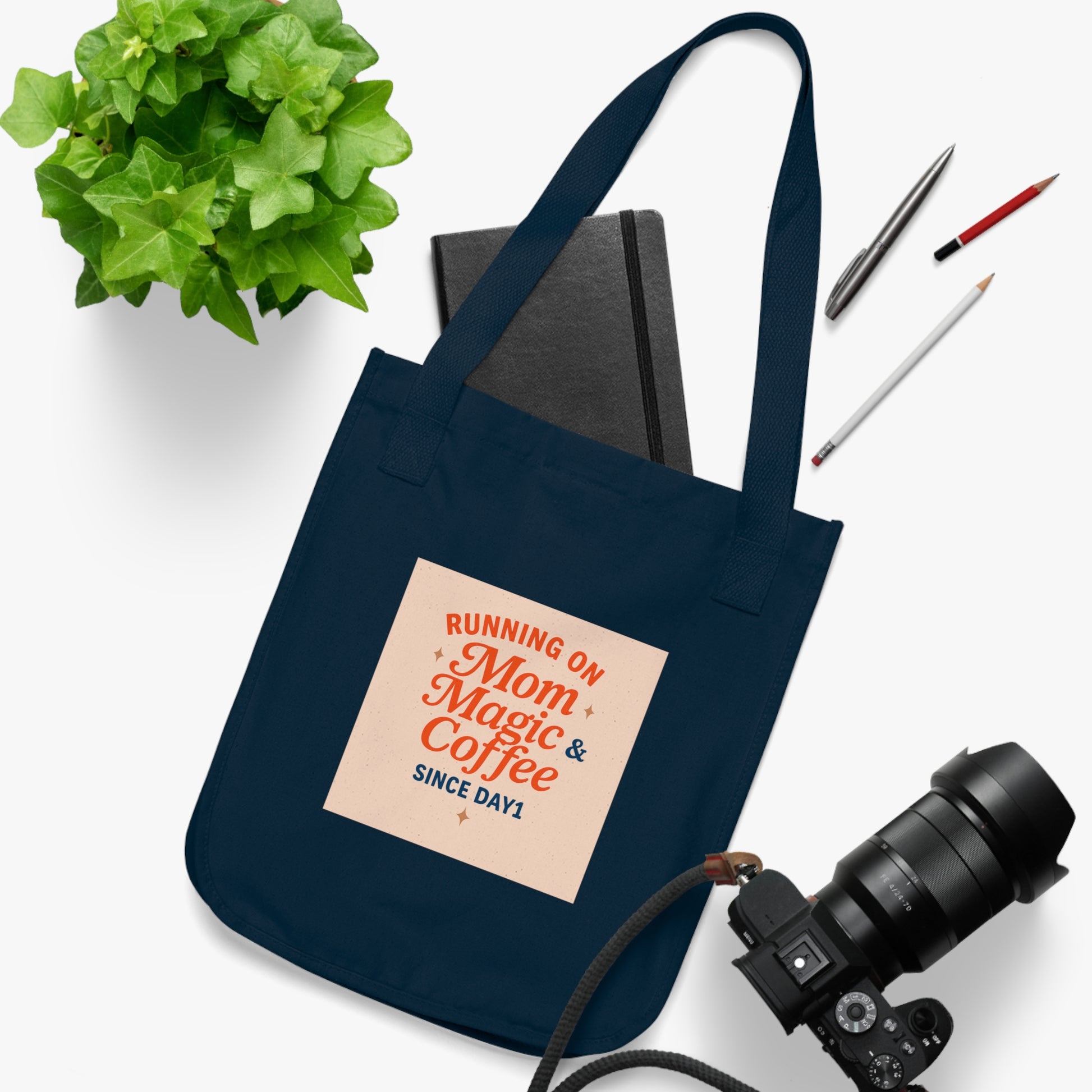 “Organic Canvas Tote Bag for Moms - Mom Magic & Coffee Design”