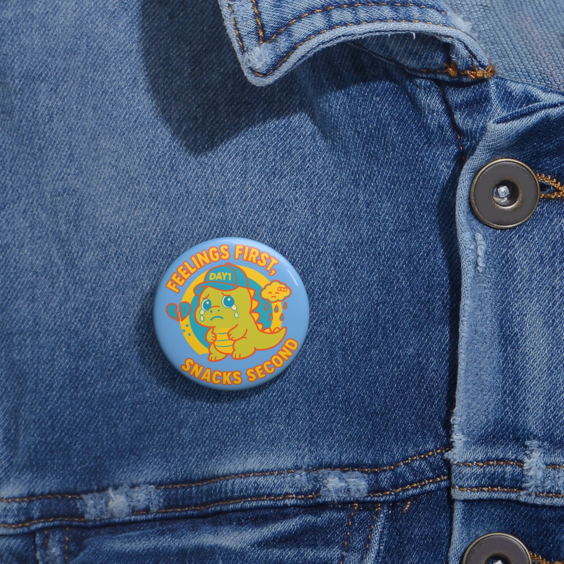 “Weepy Rex Custom Pin Button - Cute Crying Dinosaur Enamel Pin”