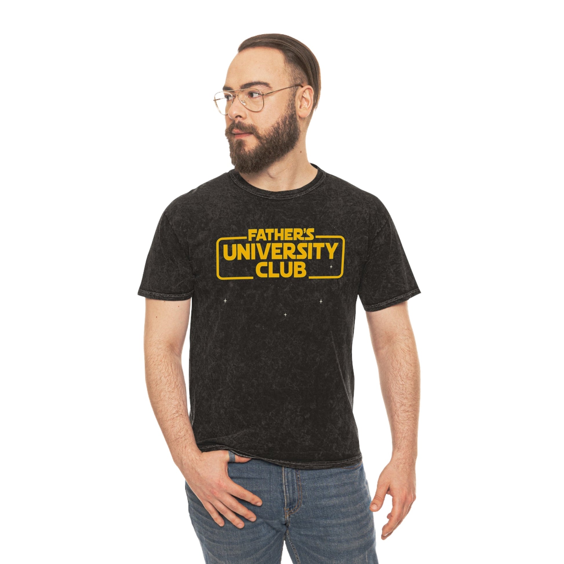 Mineral Wash T-Shirt with "Father's University Club" print, men's casual vintage style.