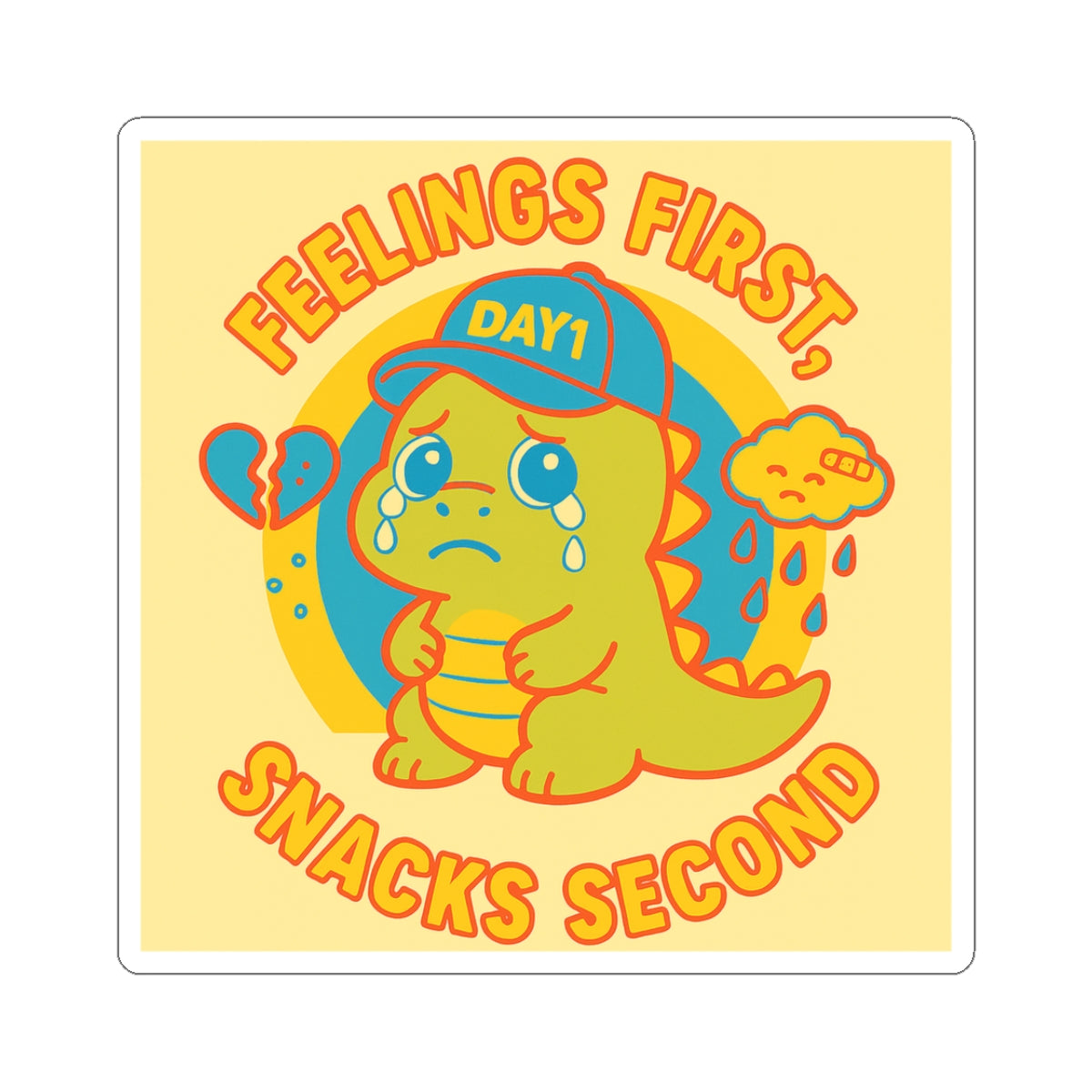 “Weepy Rex Emotional Dinosaur Kiss-Cut Stickers”
