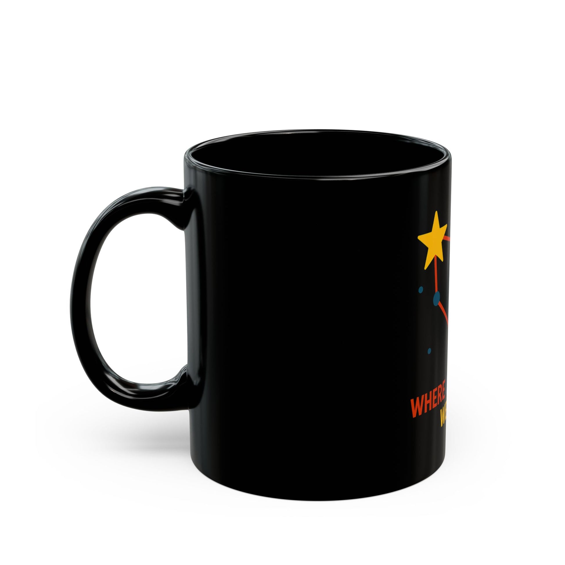 Black Mug - Star Constellation | “Where Love Begins” Ceramic Coffee Cup