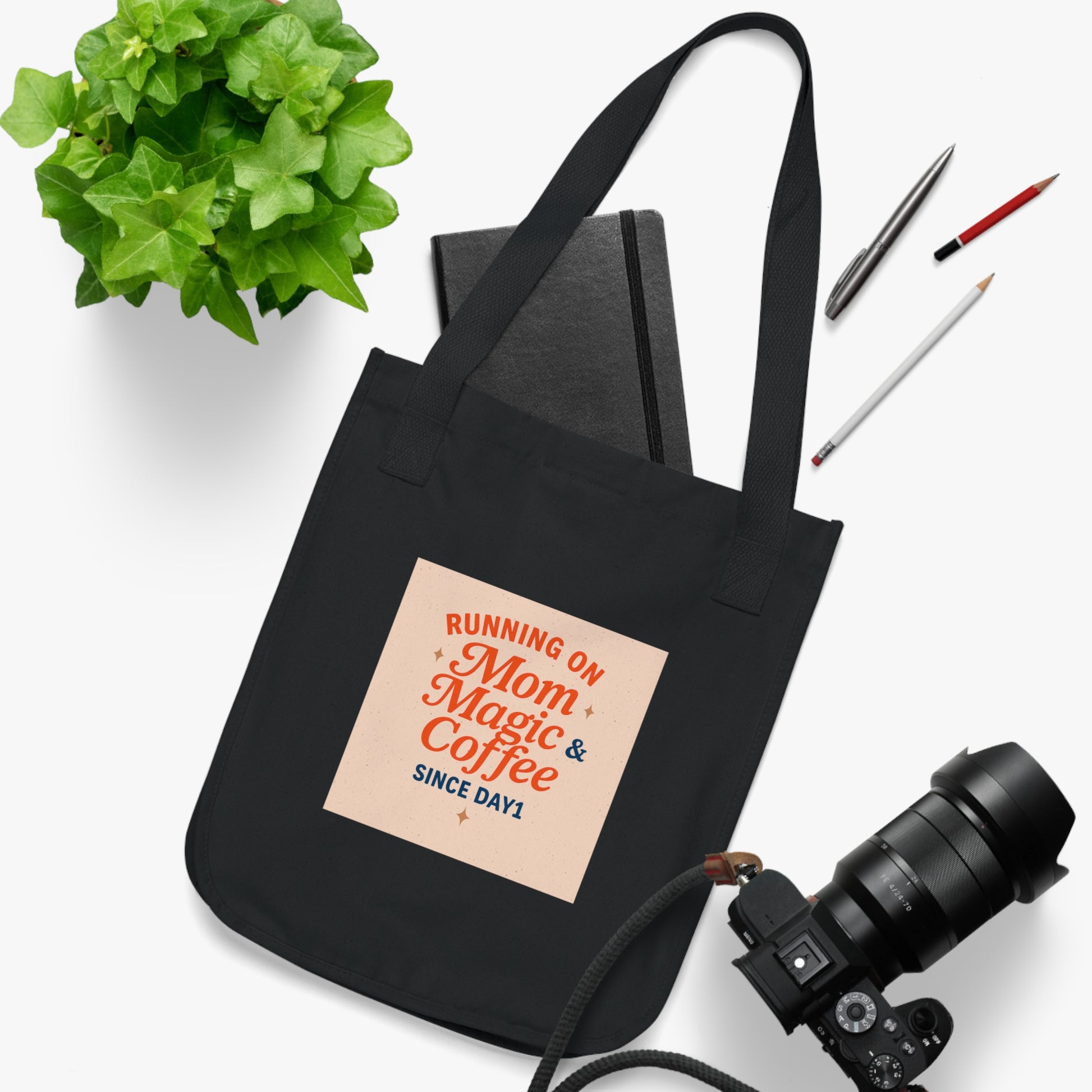 “Organic Canvas Tote Bag for Moms - Mom Magic & Coffee Design”