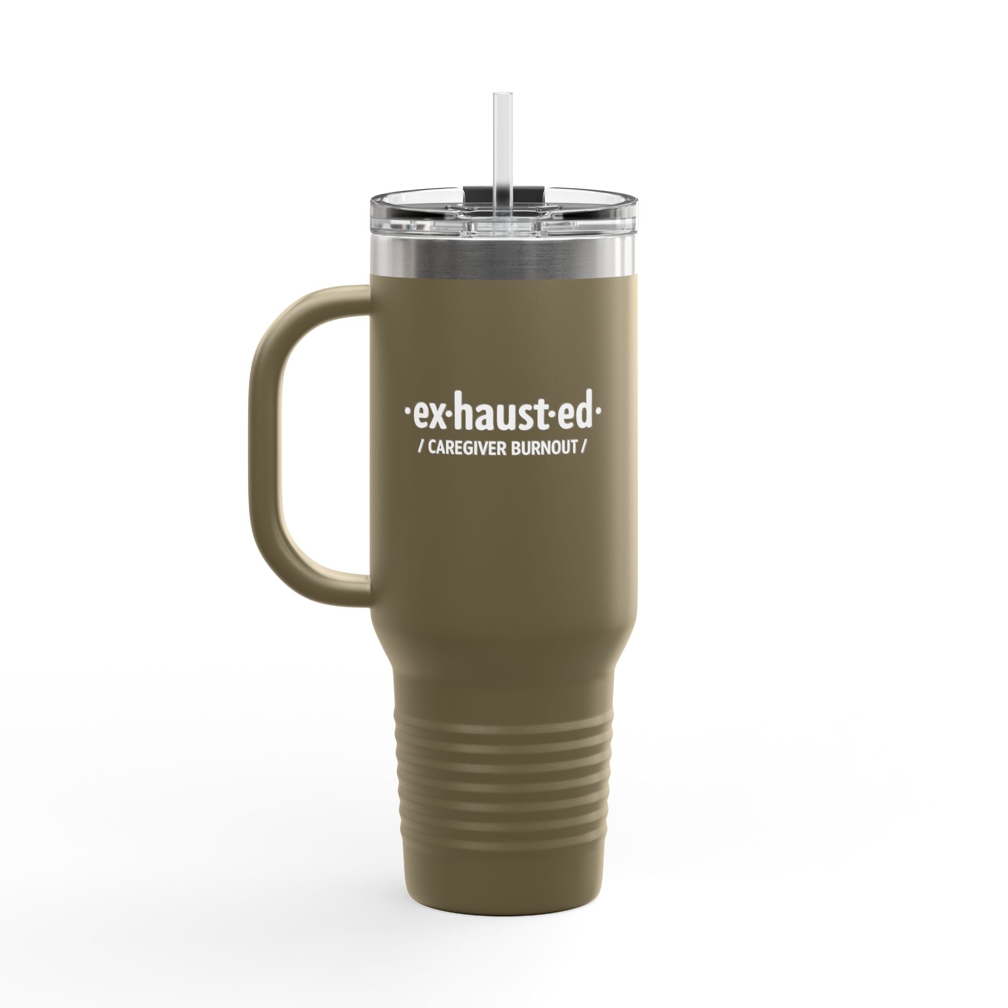 Exhausted & Enough – 40oz Insulated Mug for Invisible Caregivers