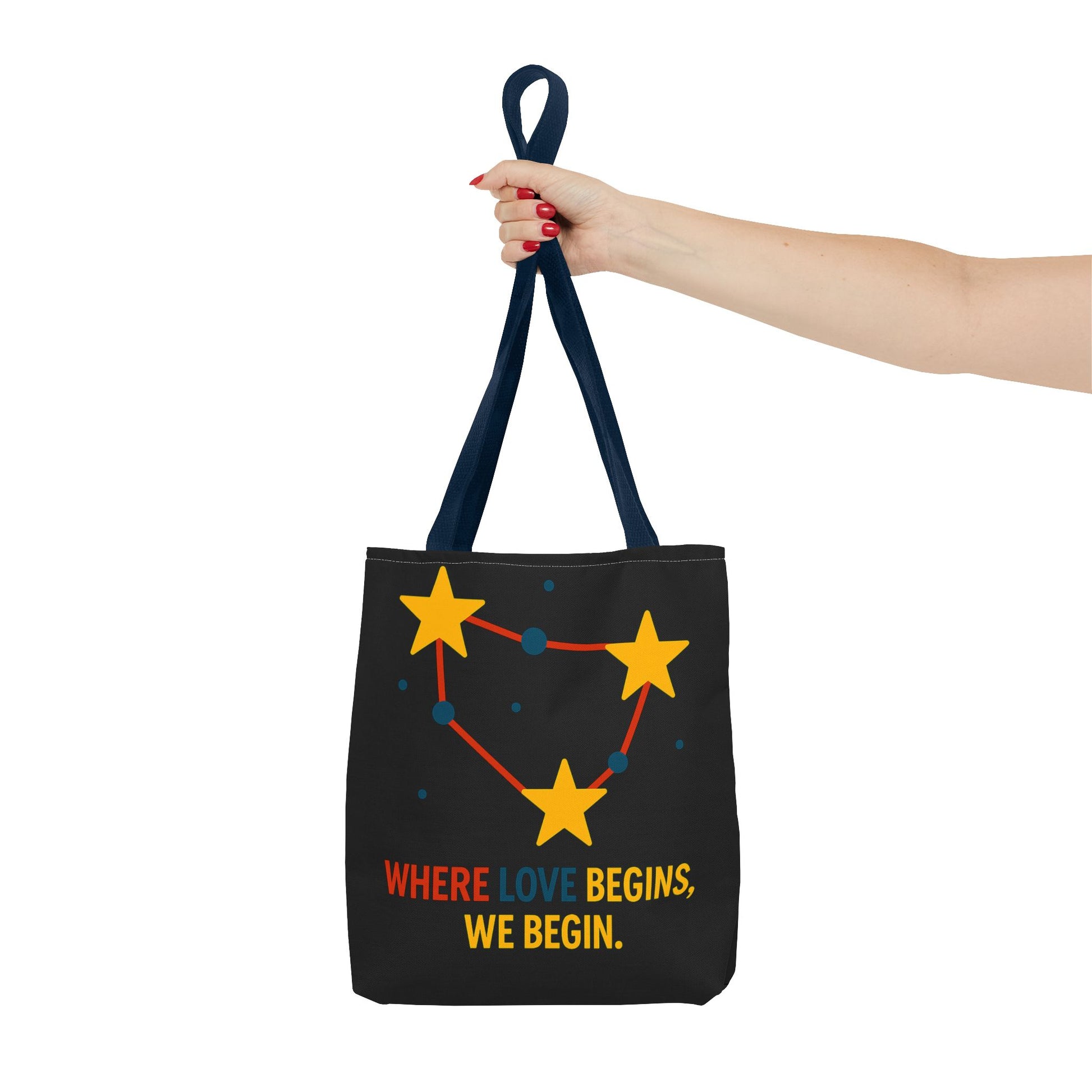 Cosmic Constellation Tote Bag - “Where Love Begins, We Begin” - Celestial Space Theme