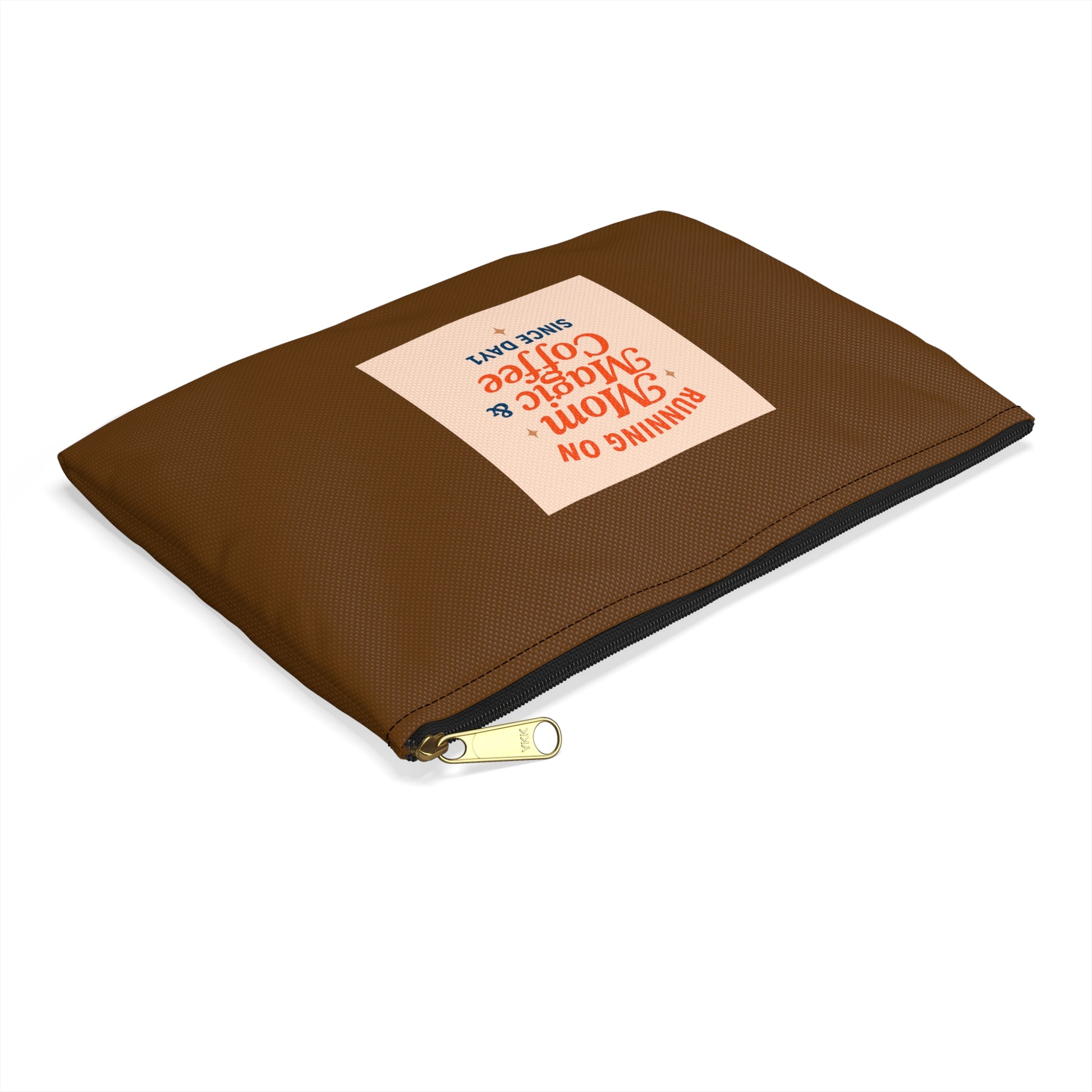 Running on Mom Magic & Coffee Pouch - Limited Edition Chocolate Brown - Mom Survival Kit - Cosmetic Bag - Mother’s Day Gift