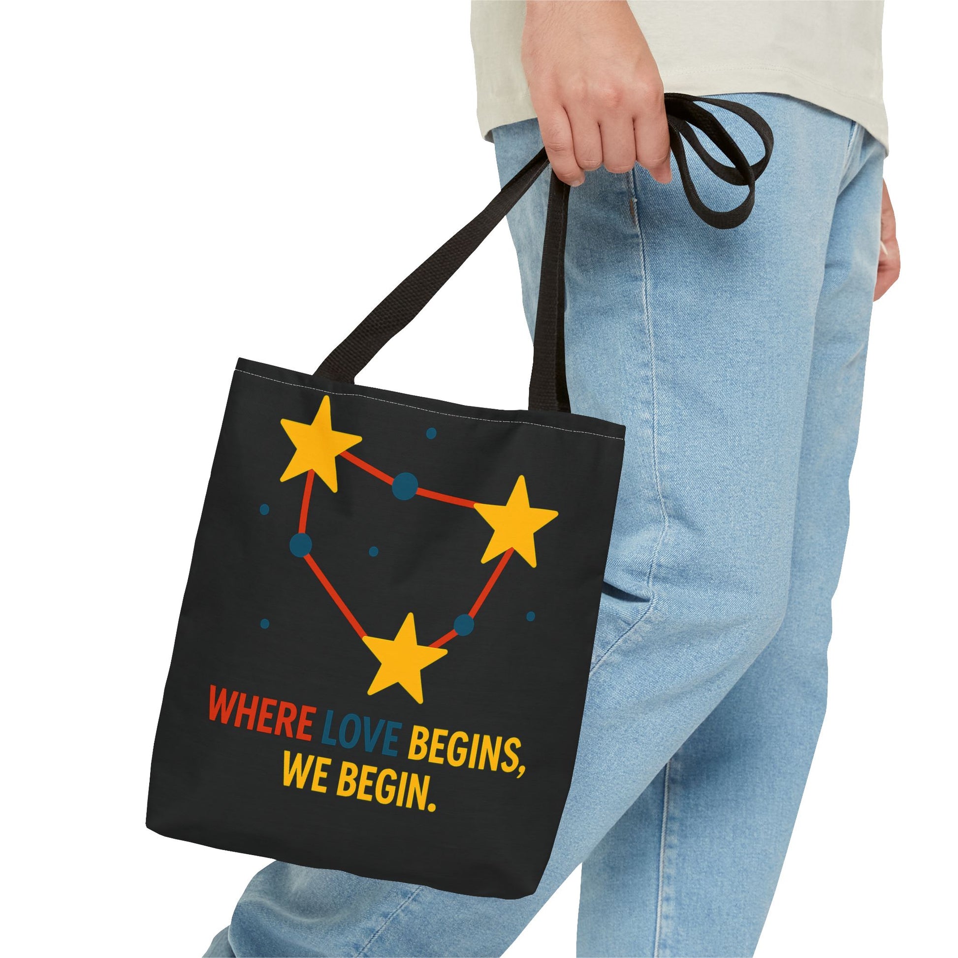 Cosmic Constellation Tote Bag - “Where Love Begins, We Begin” - Celestial Space Theme