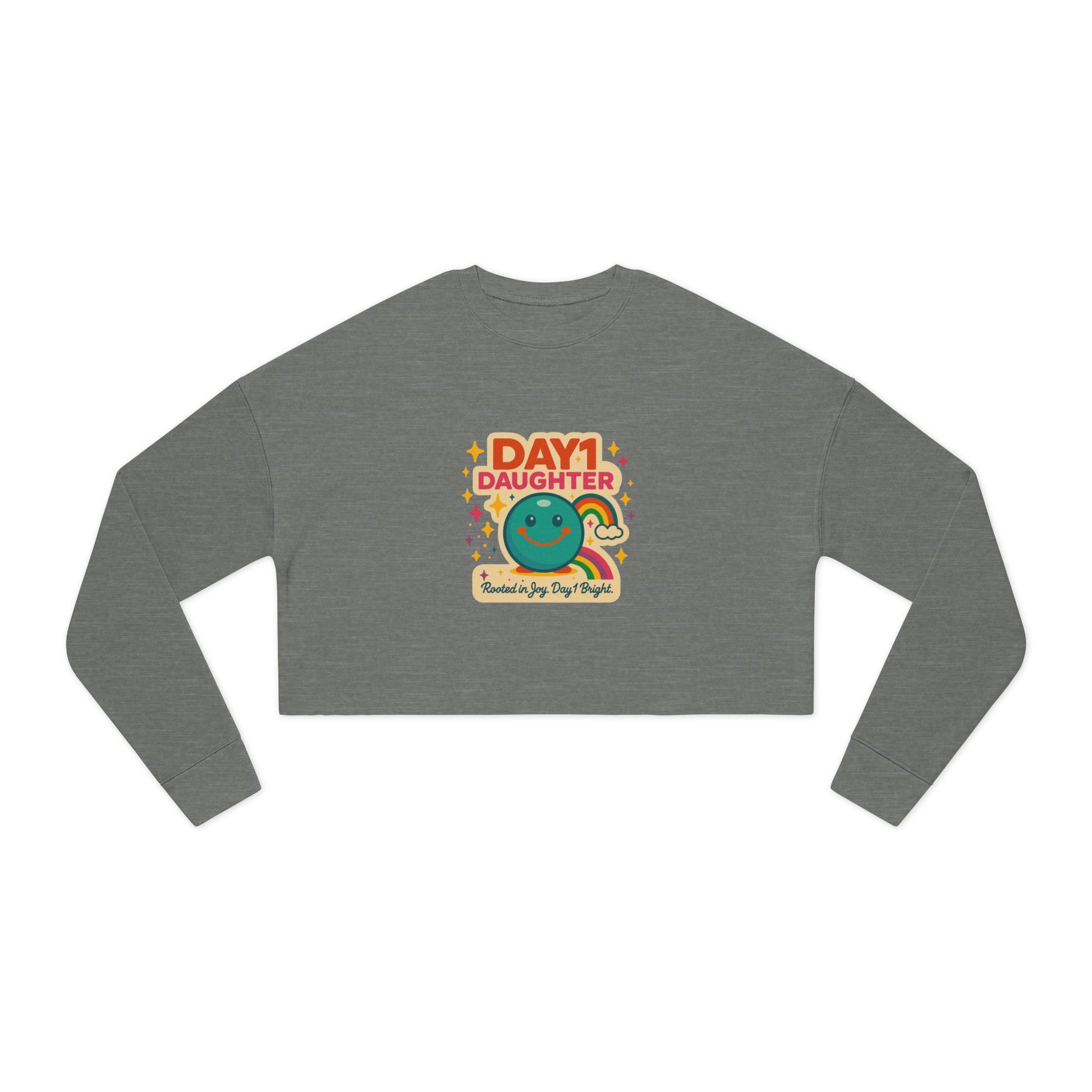 “Giggles McRainbow Day 1 Daughter Women’s Cropped Sweatshirt - Sage Green”