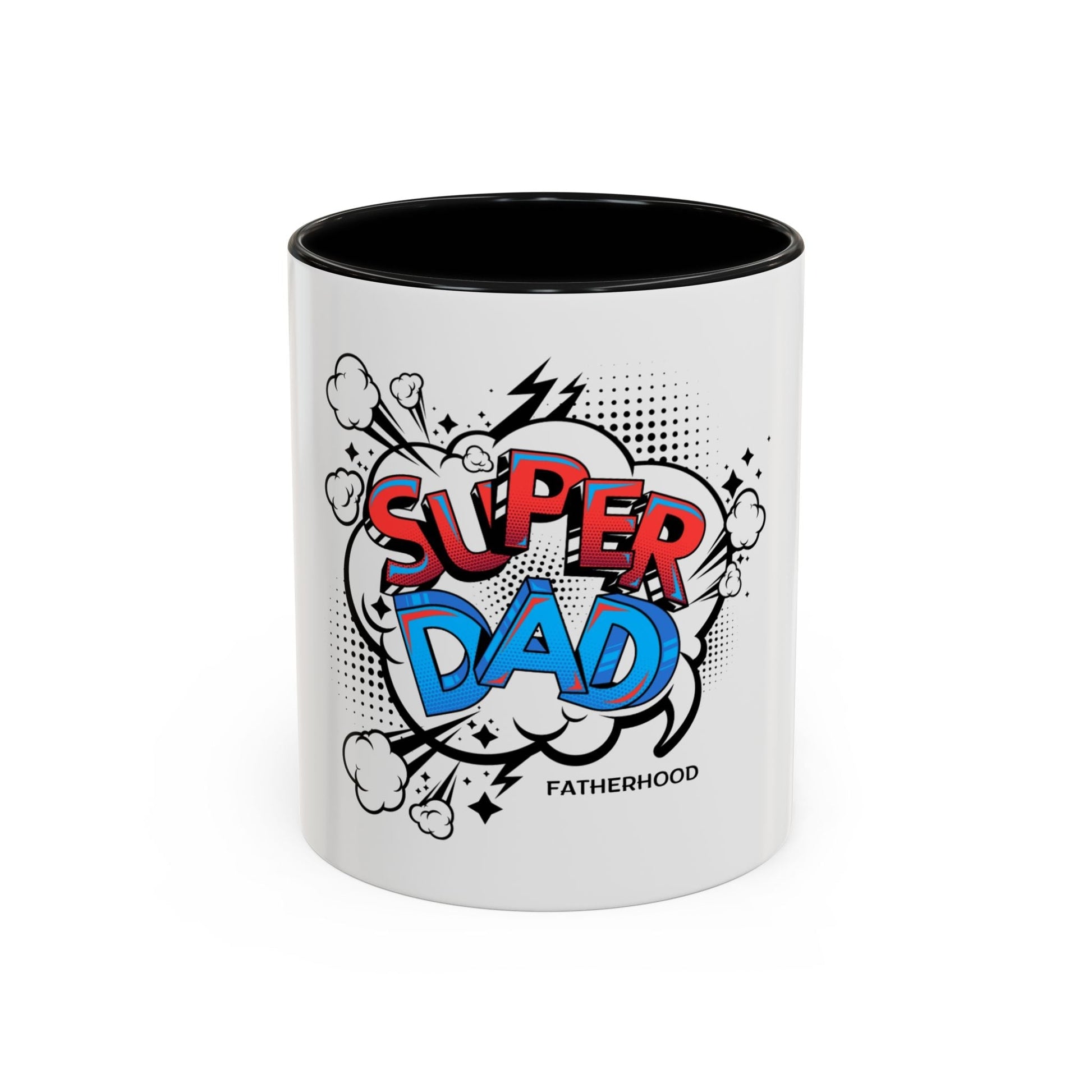 Super Dad Accent Coffee Mug with colorful design, ideal gift for Father's Day, birthday, or coffee lovers.