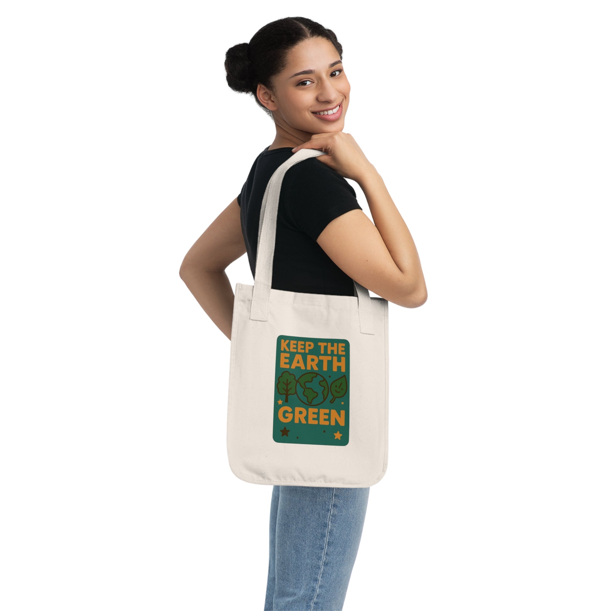 “Organic Cotton Tote Bag - Keep Earth Green | Eco-Friendly Reusable Shopping Bag”