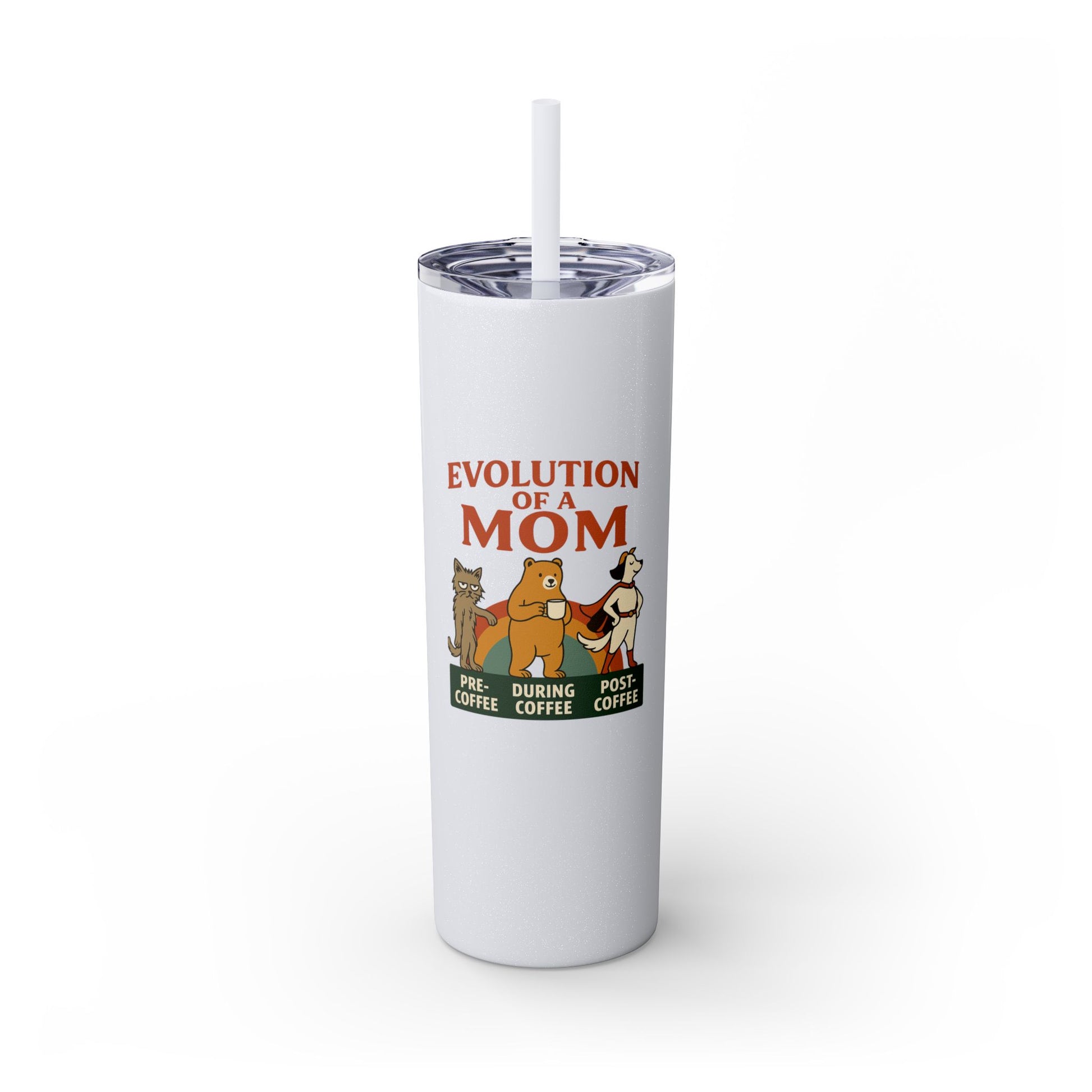 “Evolution of a Mom Glitter Tumbler - Funny Mom Life Skinny Tumbler 20oz”