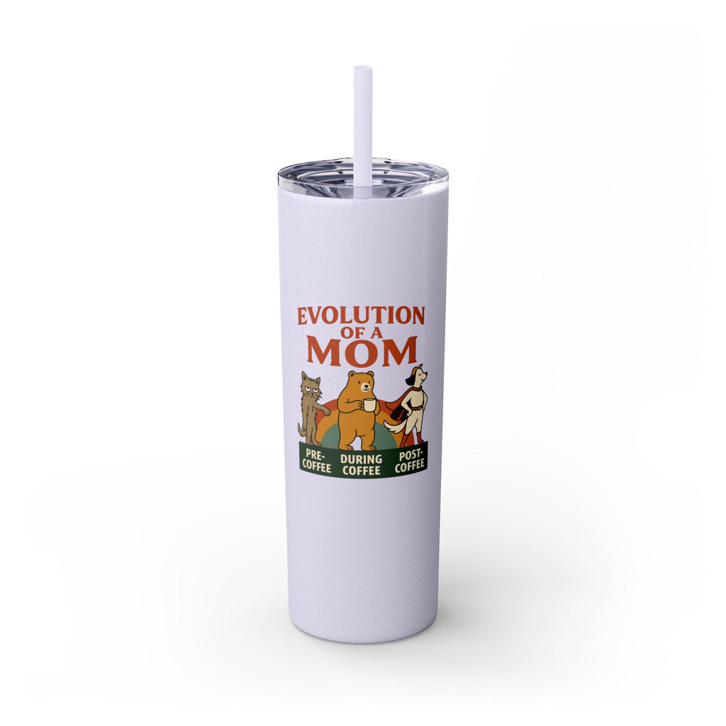 “Evolution of a Mom Glitter Tumbler - Funny Mom Life Skinny Tumbler 20oz”