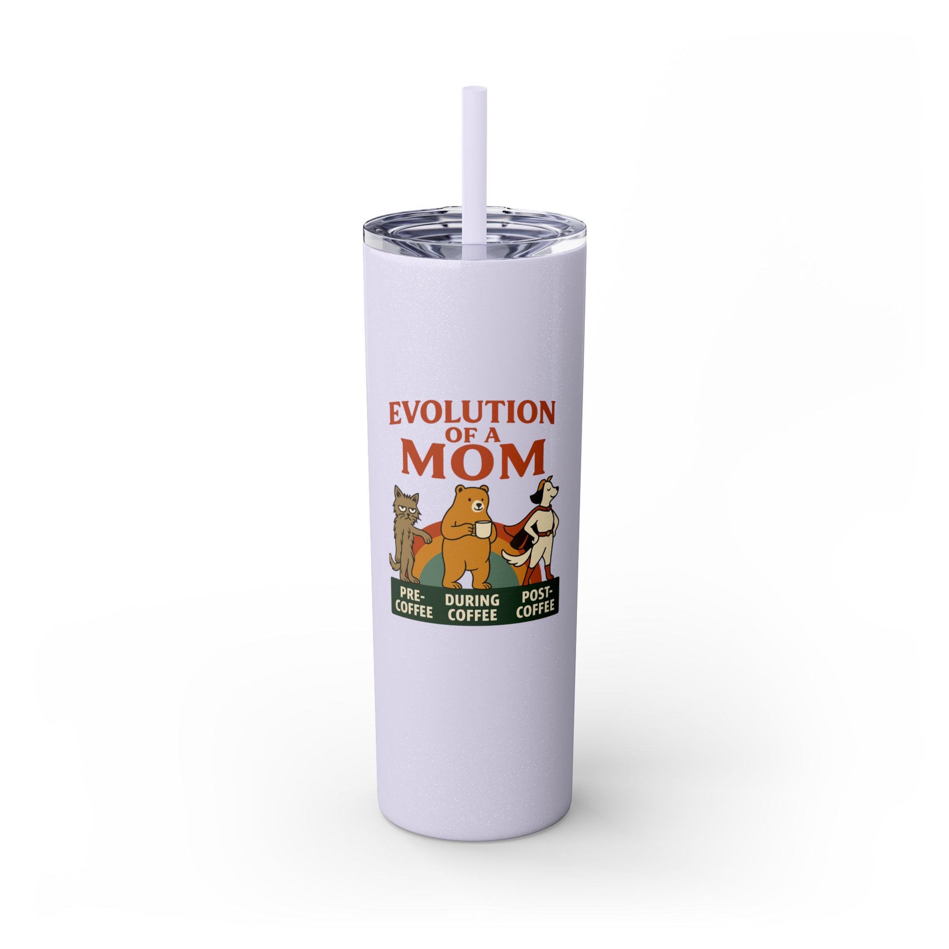 “Evolution of a Mom Glitter Tumbler - Funny Mom Life Skinny Tumbler 20oz”