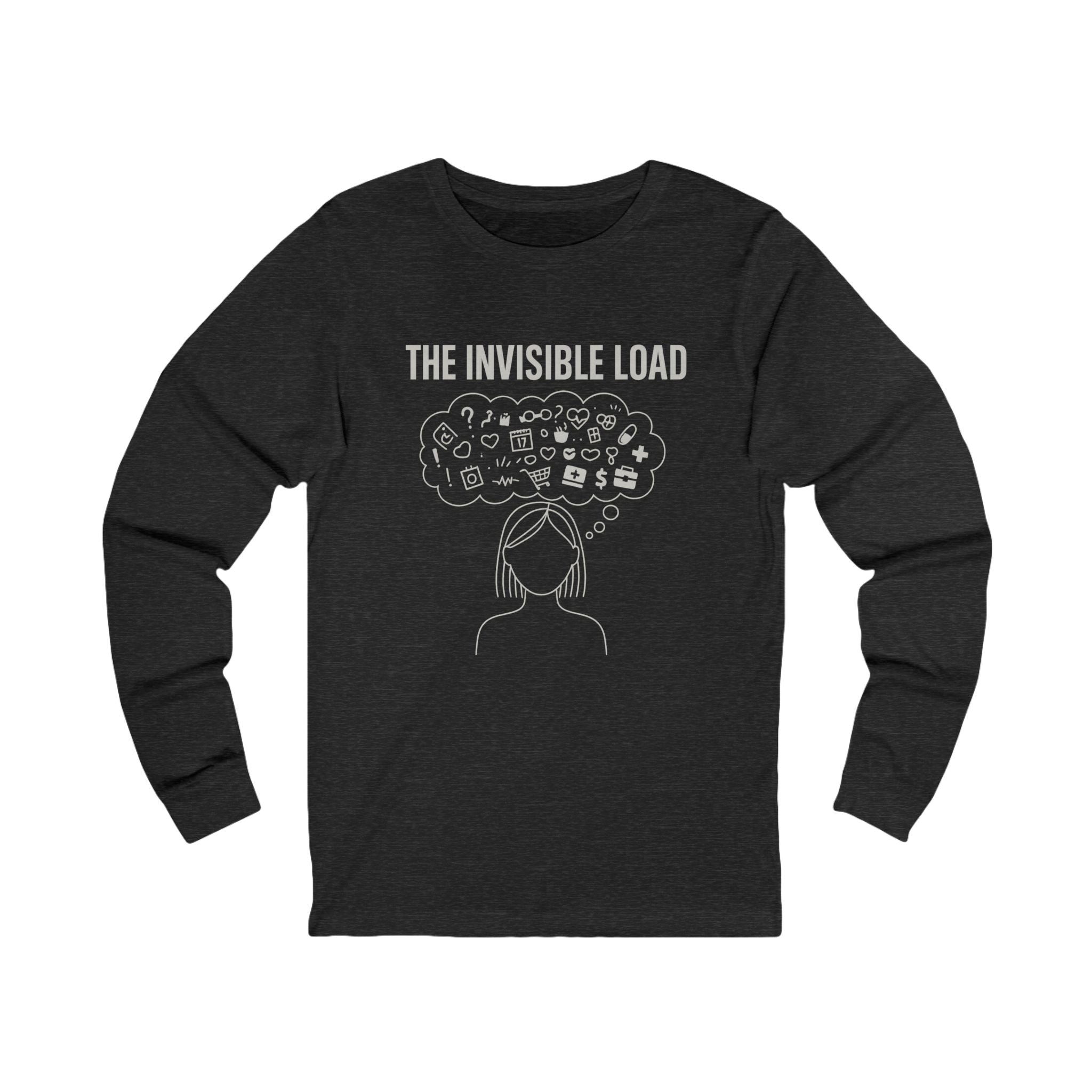 The Invisible Load Long Sleeve Tee | Caregiver Mental Health Shirt | Day1father Unisex Black Long Sleeve