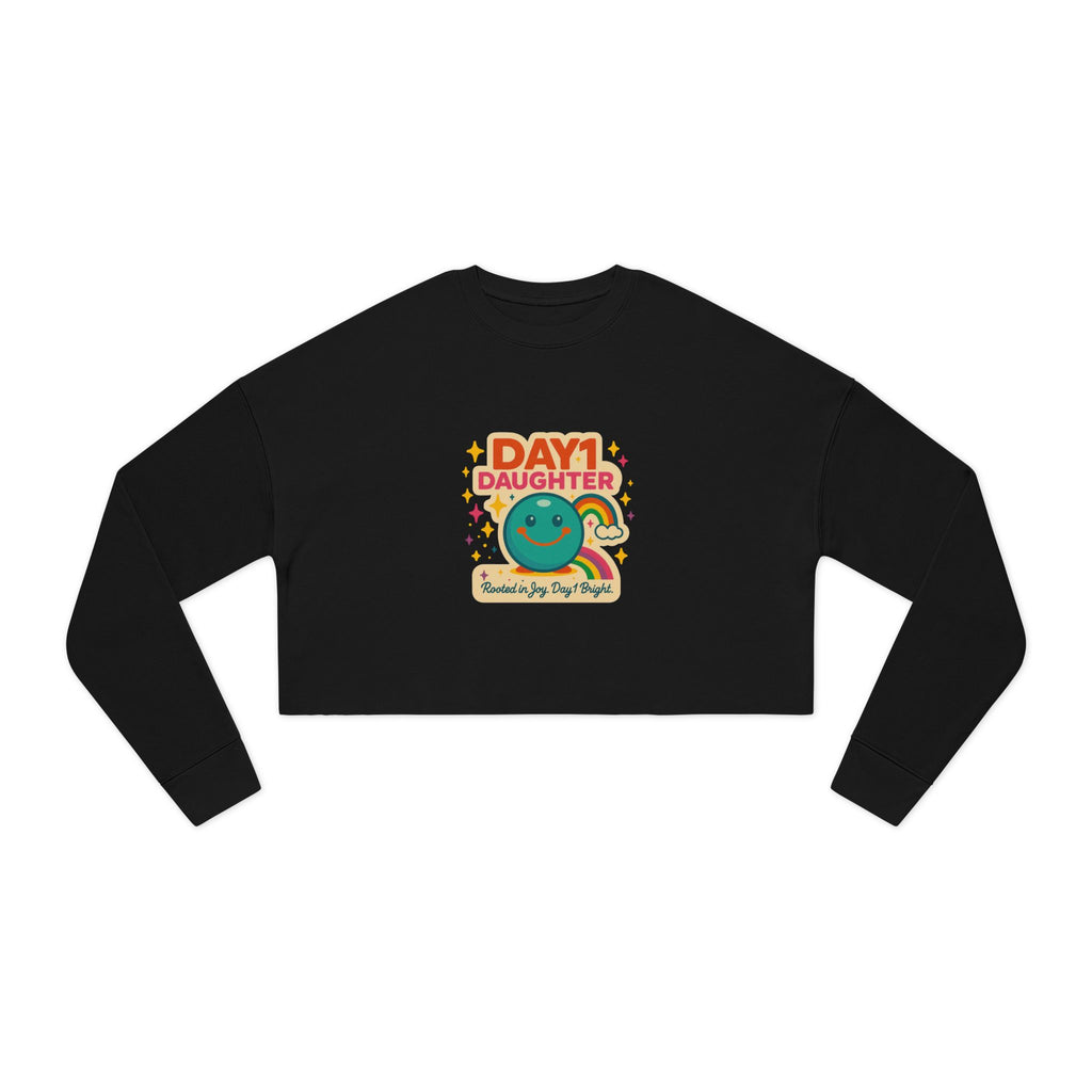 “Giggles McRainbow Day 1 Daughter Women’s Cropped Sweatshirt - Sage Green”
