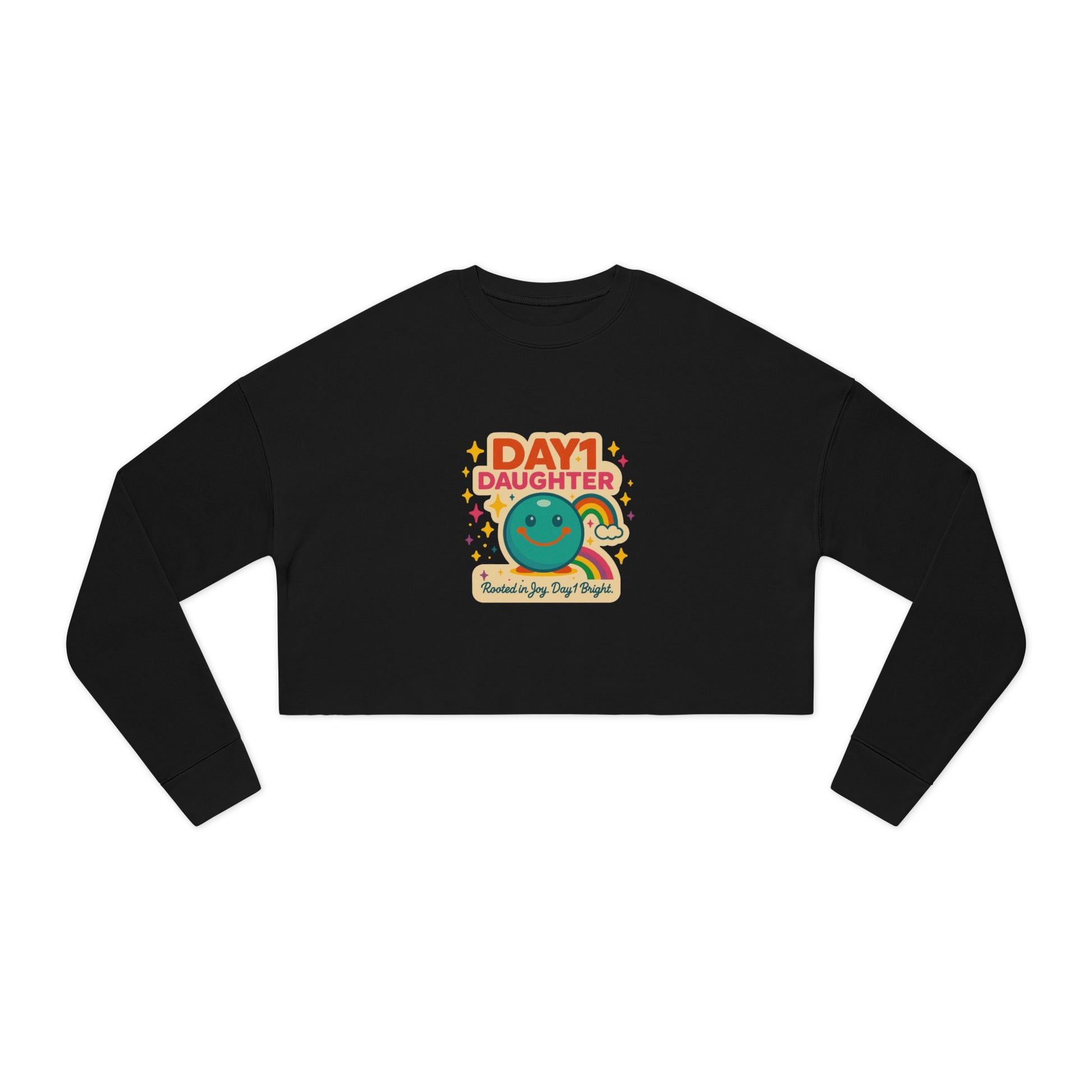 “Giggles McRainbow Day 1 Daughter Women’s Cropped Sweatshirt - Sage Green”