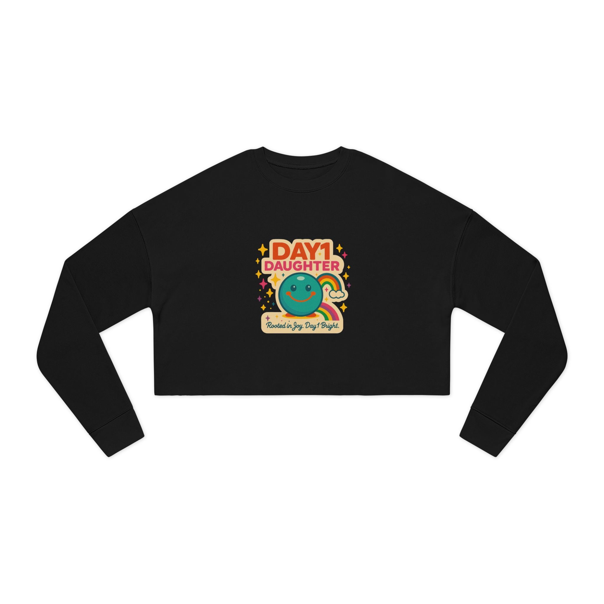 “Giggles McRainbow Day 1 Daughter Women’s Cropped Sweatshirt - Sage Green”