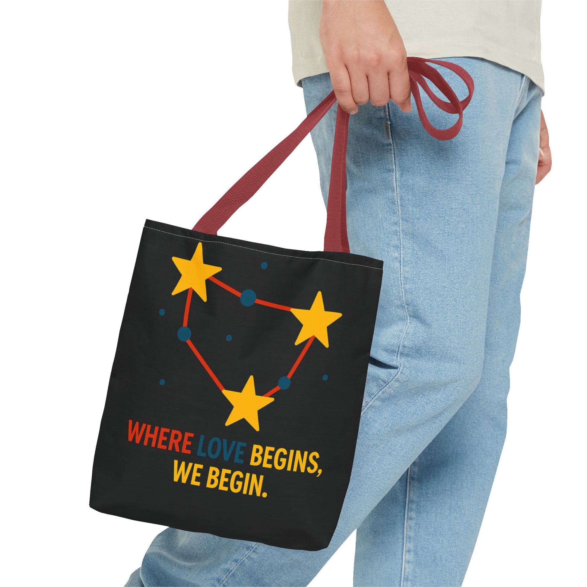 Cosmic Constellation Tote Bag - “Where Love Begins, We Begin” - Celestial Space Theme