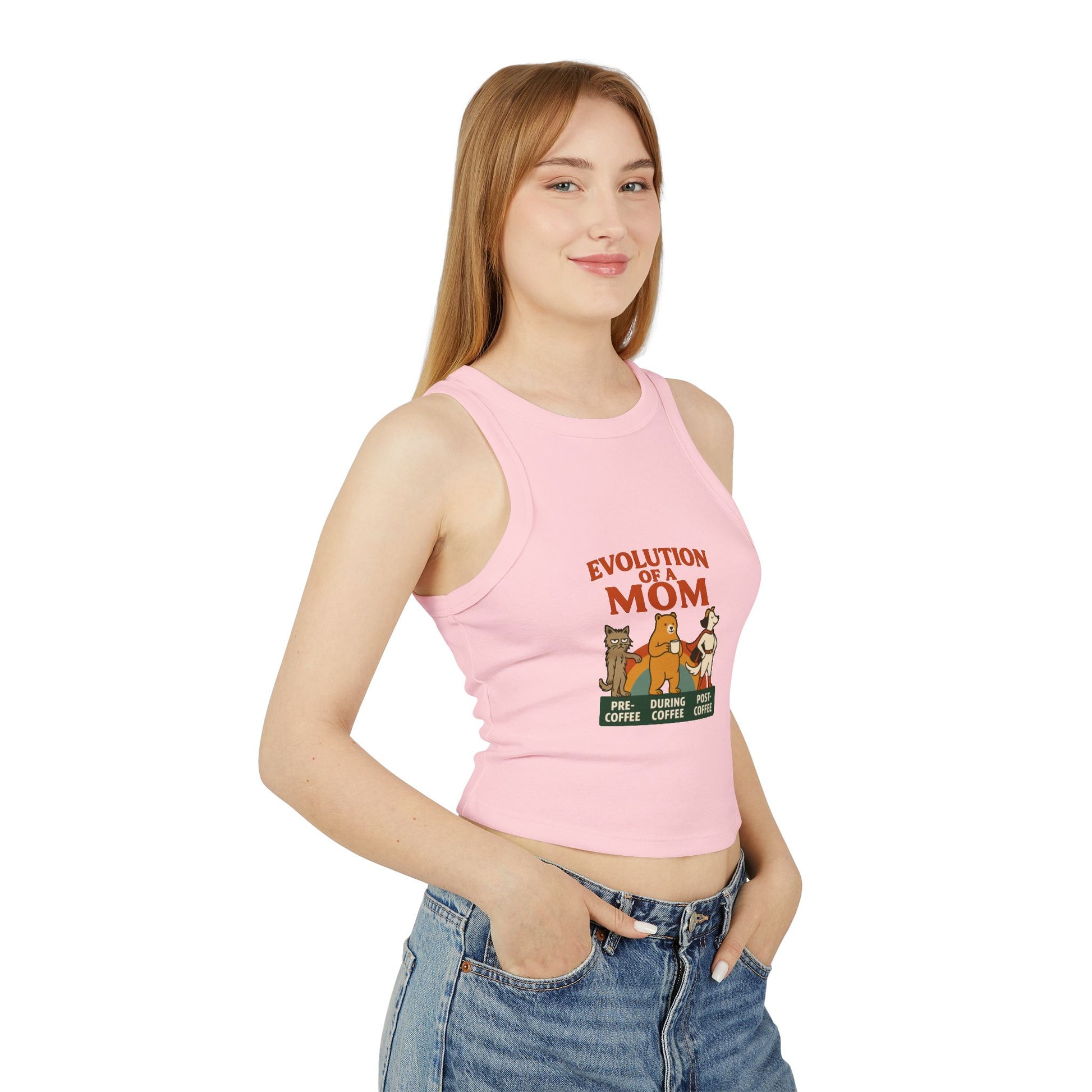 “Evolution of a Mom Coffee Shirt - Funny Mom Gift Tank Top“