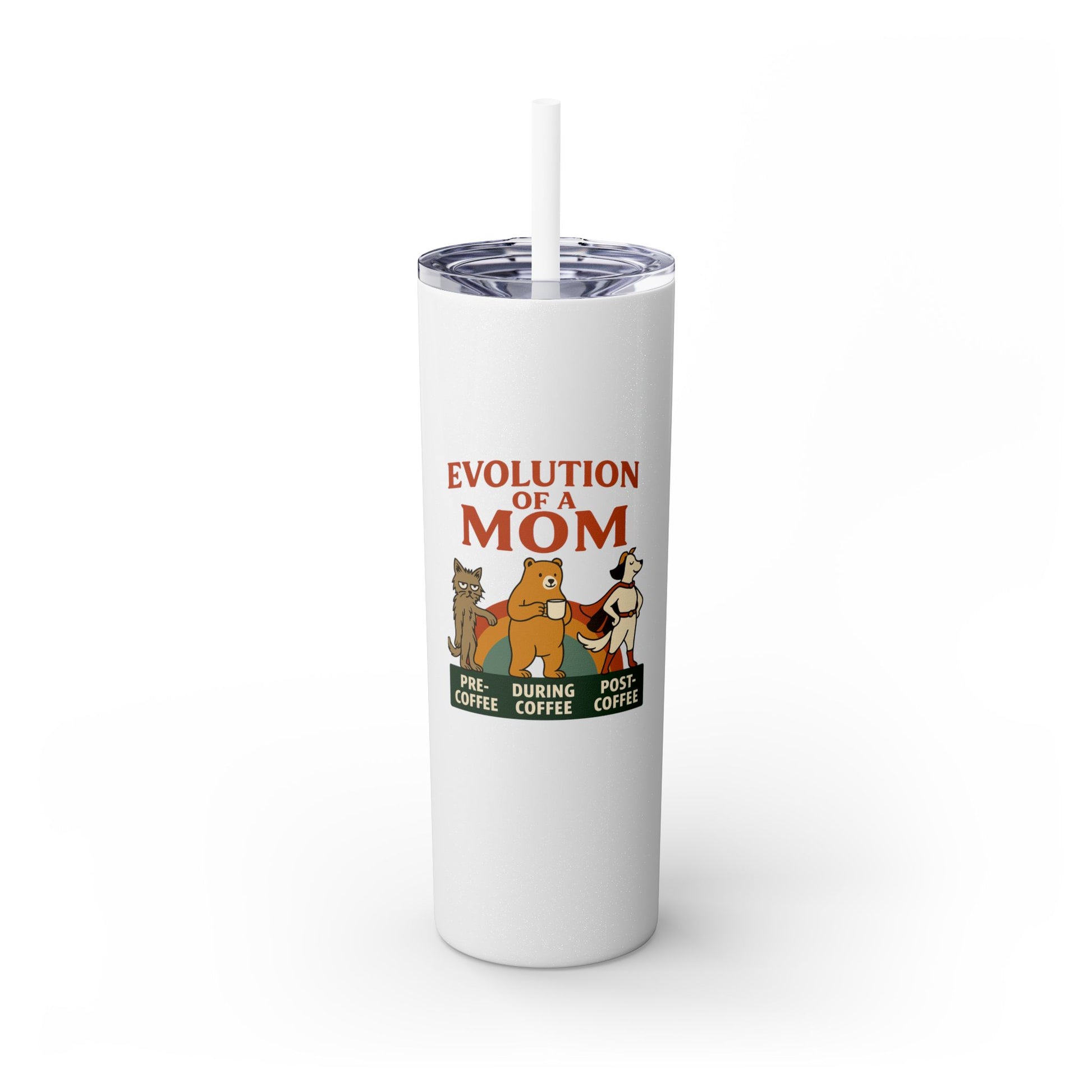 “Evolution of a Mom Glitter Tumbler - Funny Mom Life Skinny Tumbler 20oz”