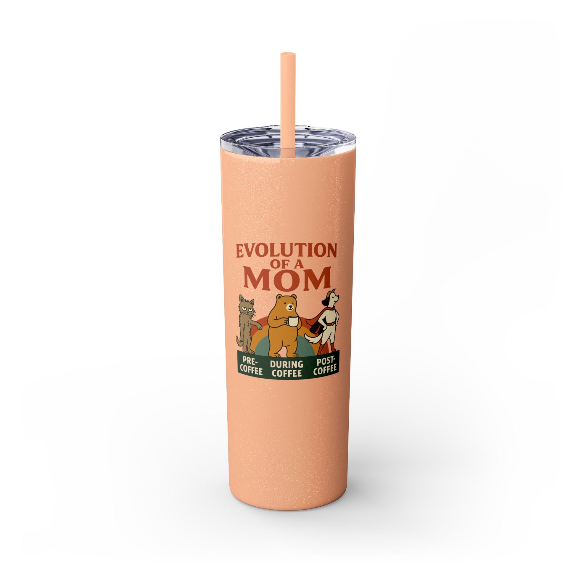 “Evolution of a Mom Glitter Tumbler - Funny Mom Life Skinny Tumbler 20oz”