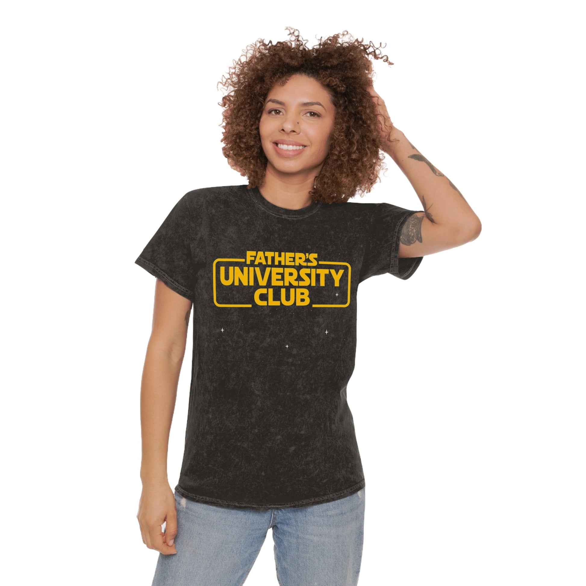 University Club Mineral Wash T-Shirt featuring vintage look and father's club design.