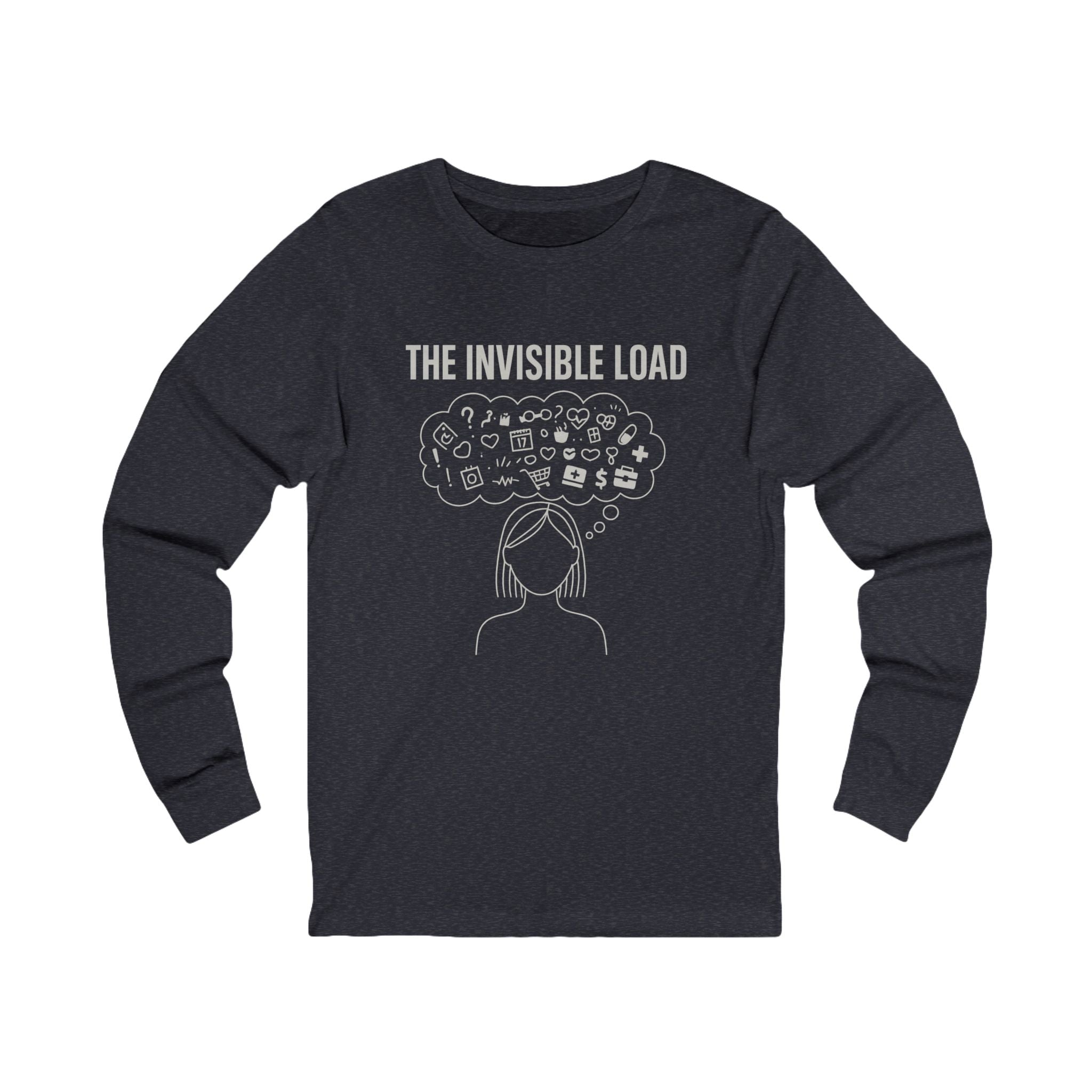 The Invisible Load Long Sleeve Tee | Caregiver Mental Health Shirt | Day1father Unisex Black Long Sleeve