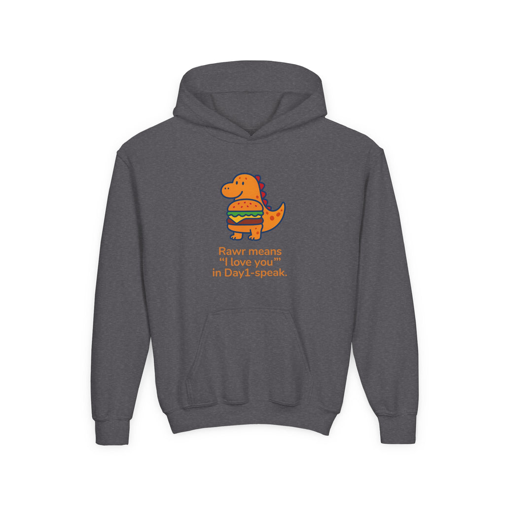 “Rawrie Dinosaur Youth Hoodie - Rawr Means I Love You Kids Sweatshirt”
