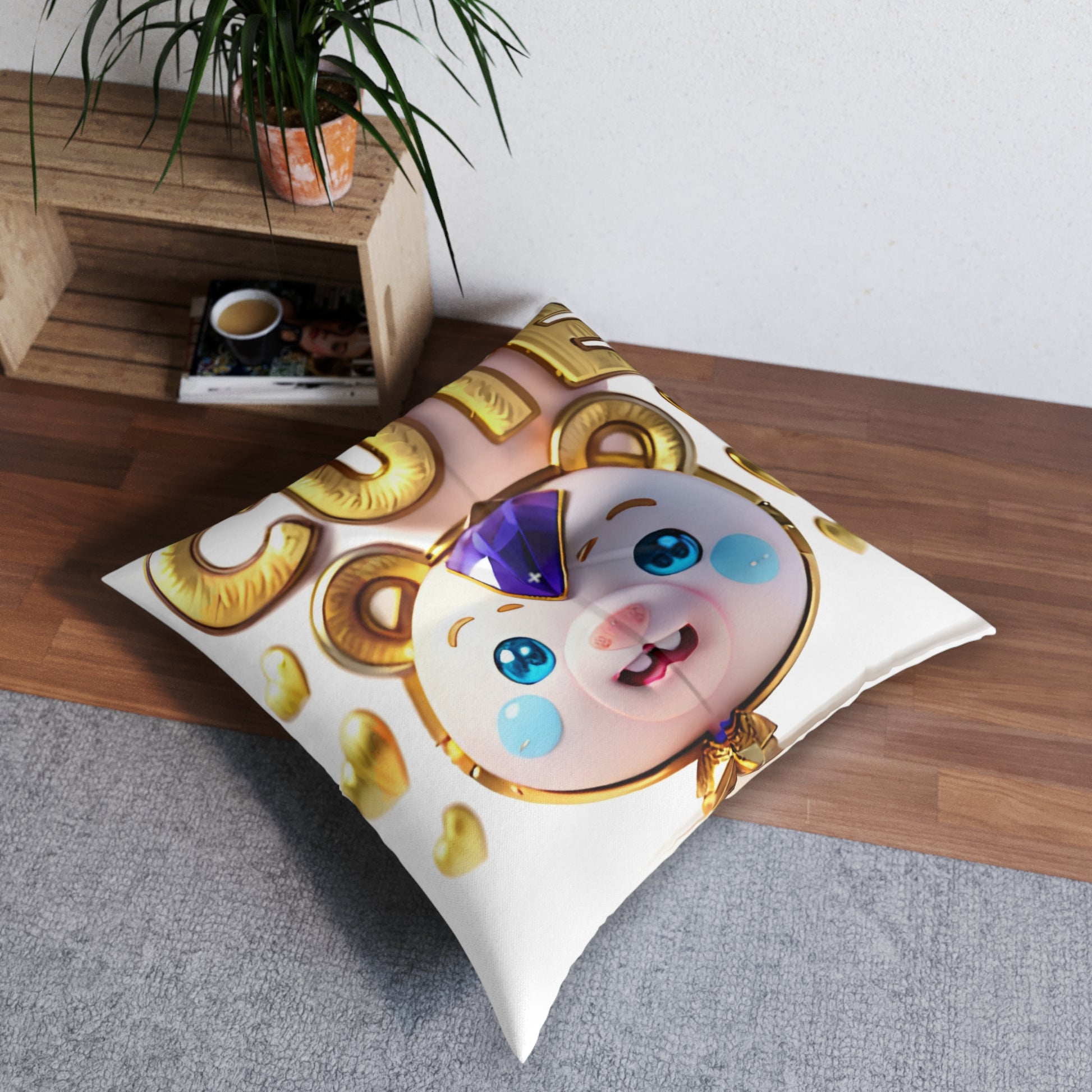 Tufted Floor Pillow- Aww BB Bear