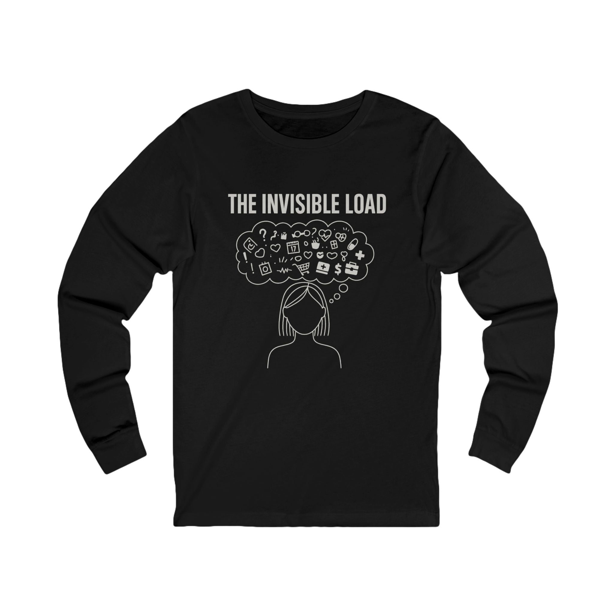 The Invisible Load Long Sleeve Tee | Caregiver Mental Health Shirt | Day1father Unisex Black Long Sleeve