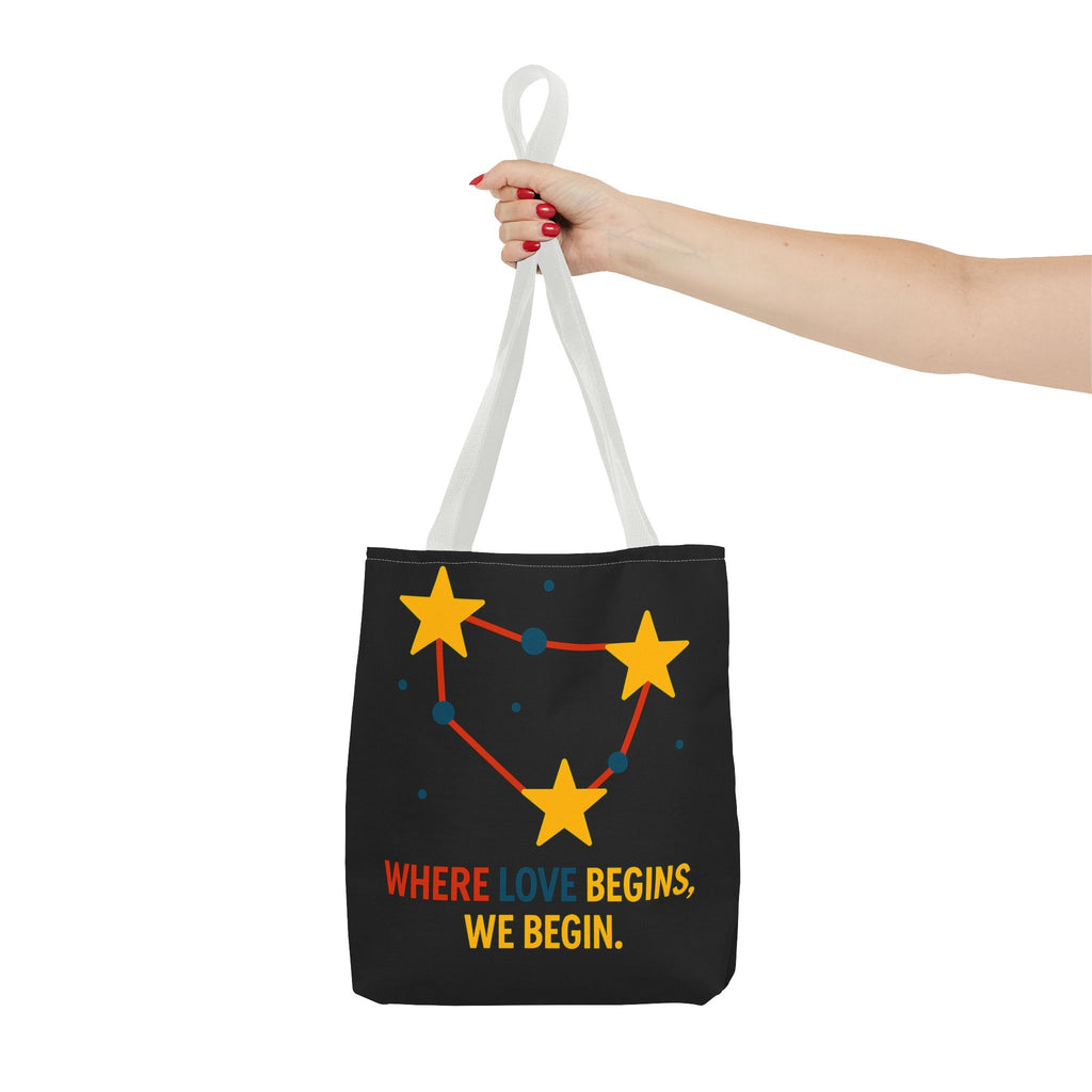 Cosmic Constellation Tote Bag - “Where Love Begins, We Begin” - Celestial Space Theme