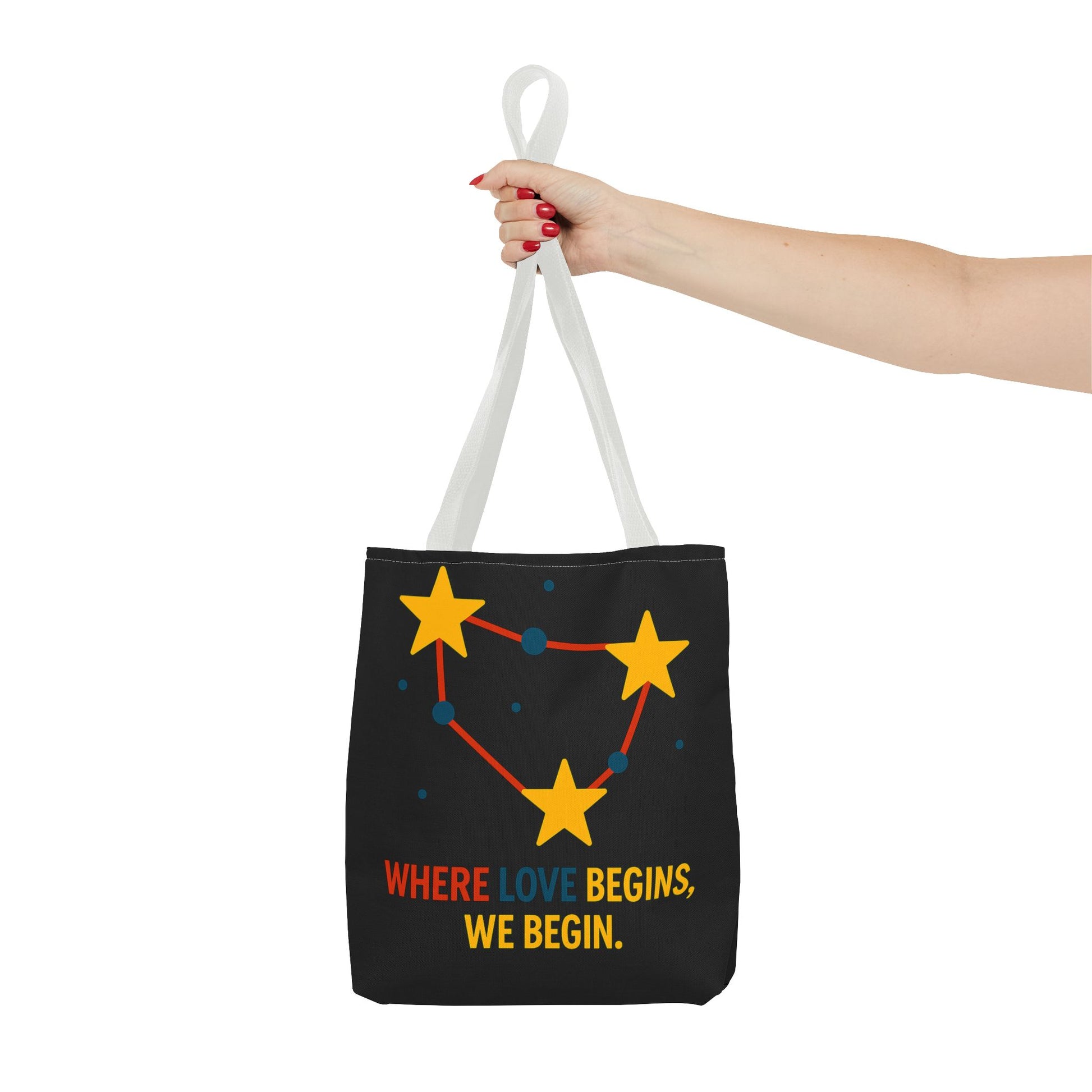Cosmic Constellation Tote Bag - “Where Love Begins, We Begin” - Celestial Space Theme