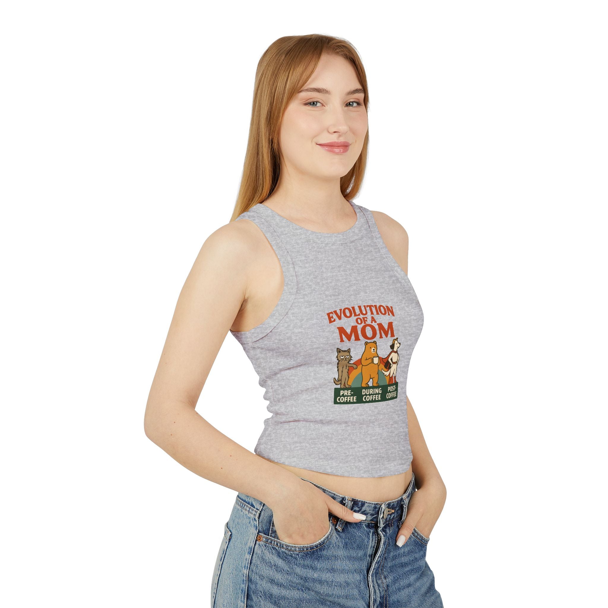 “Evolution of a Mom Coffee Shirt - Funny Mom Gift Tank Top“