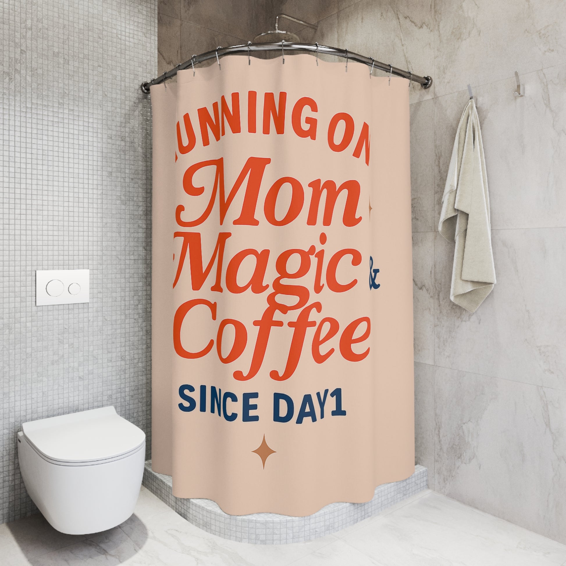 Running On “Mom Magic & Coffee Shower Curtain”