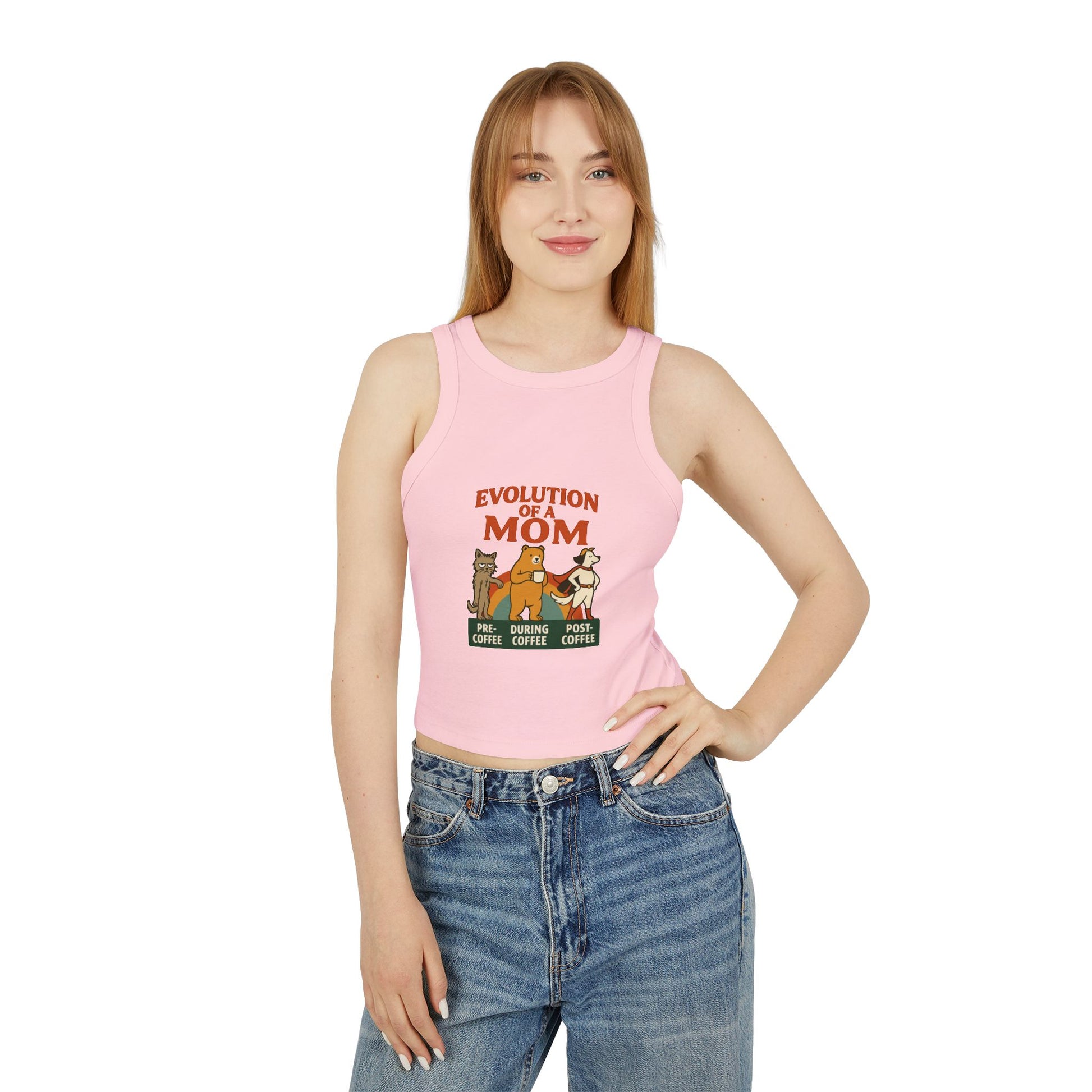 “Evolution of a Mom Coffee Shirt - Funny Mom Gift Tank Top“