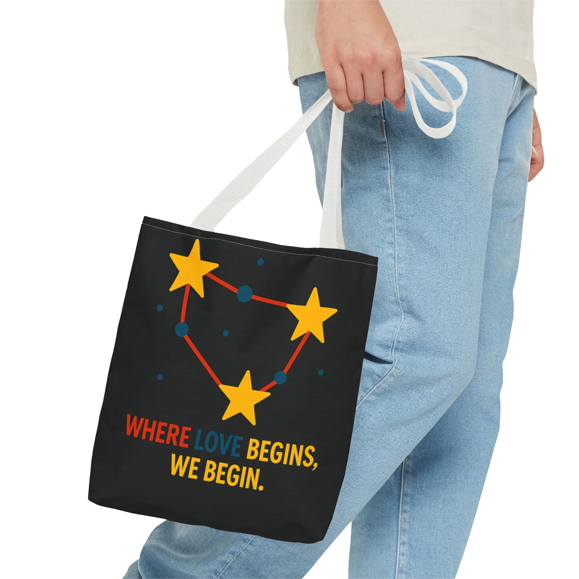 Cosmic Constellation Tote Bag - “Where Love Begins, We Begin” - Celestial Space Theme