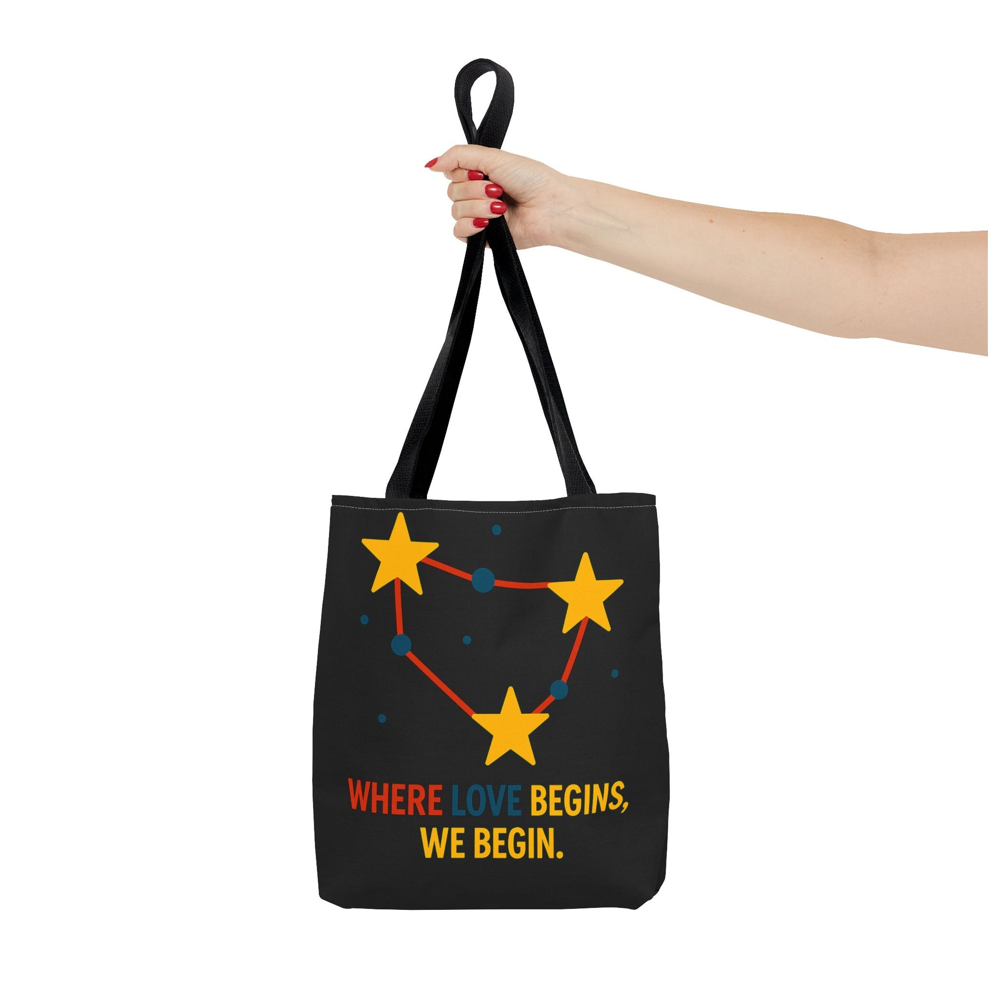 Cosmic Constellation Tote Bag - “Where Love Begins, We Begin” - Celestial Space Theme