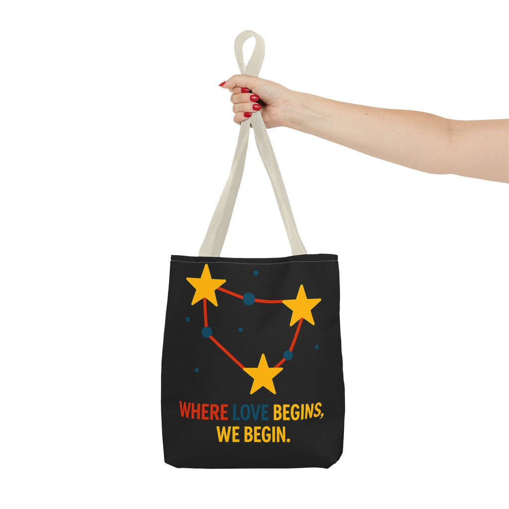 Cosmic Constellation Tote Bag - “Where Love Begins, We Begin” - Celestial Space Theme