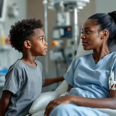 Young caregiver with his mother representing Day1Father mission